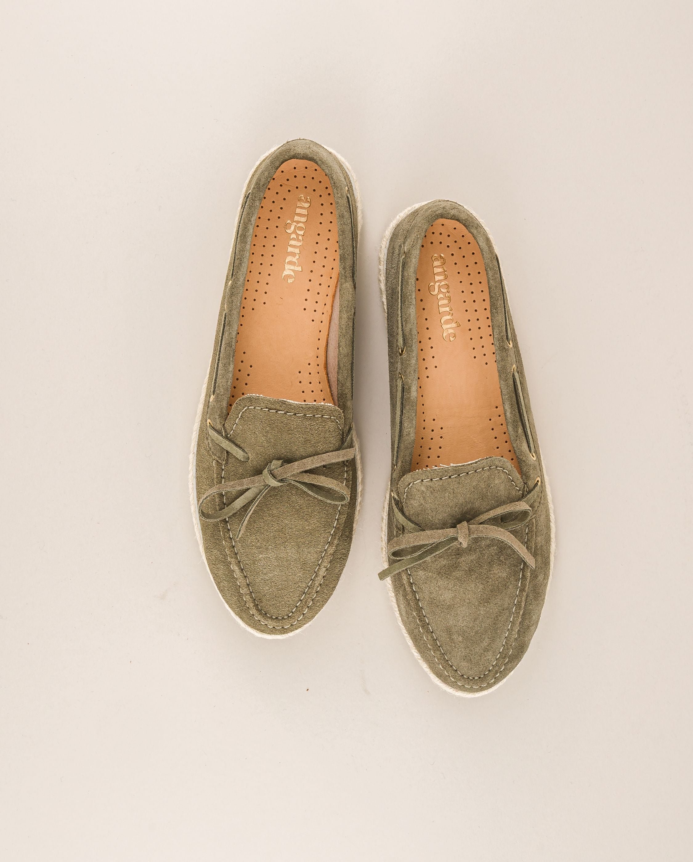 Betty women's boat moccasin, khaki leather ANGARDE Khaki