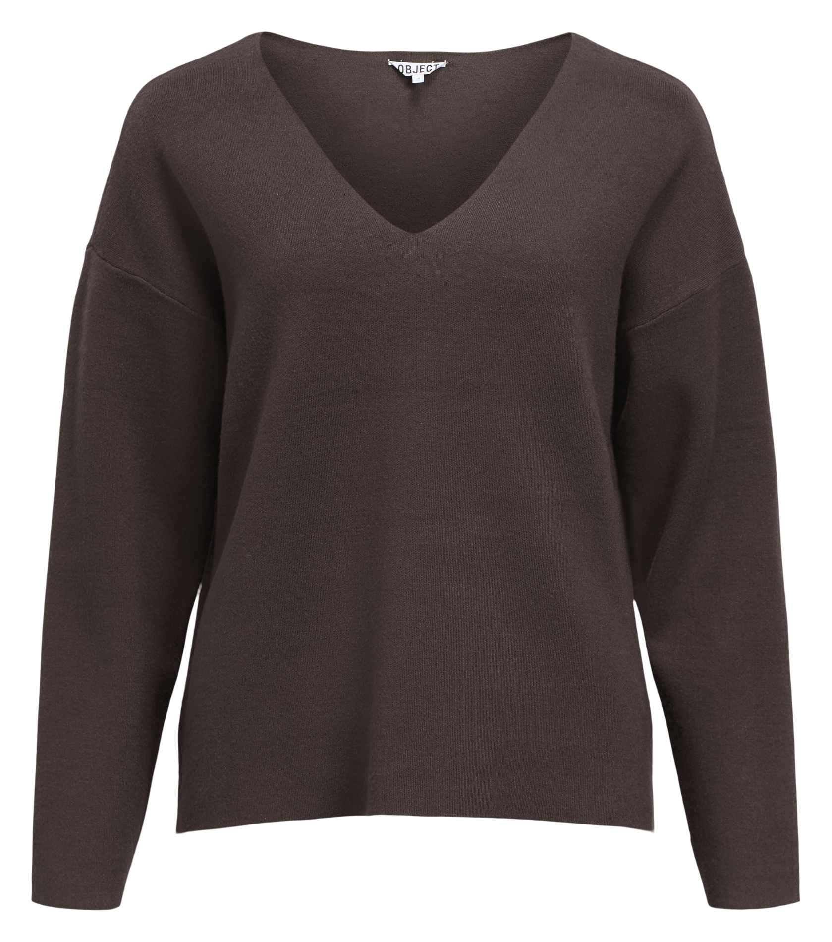 Long-sleeved V-neck sweater OBJECT Brown