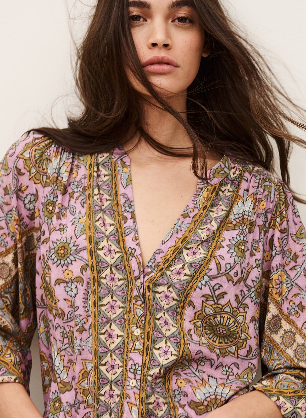 Blouse droite fluide imprimée BA&SH Violet