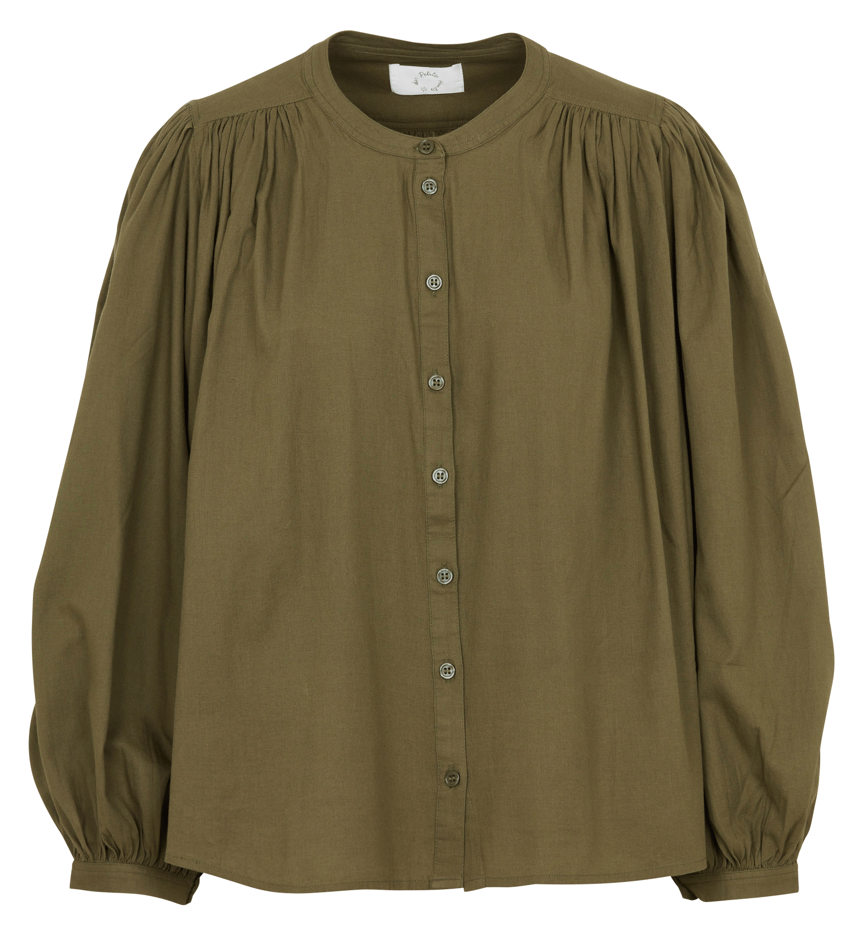 Loose-fit cotton round-neck blouse DES PETITS HAUTS Green