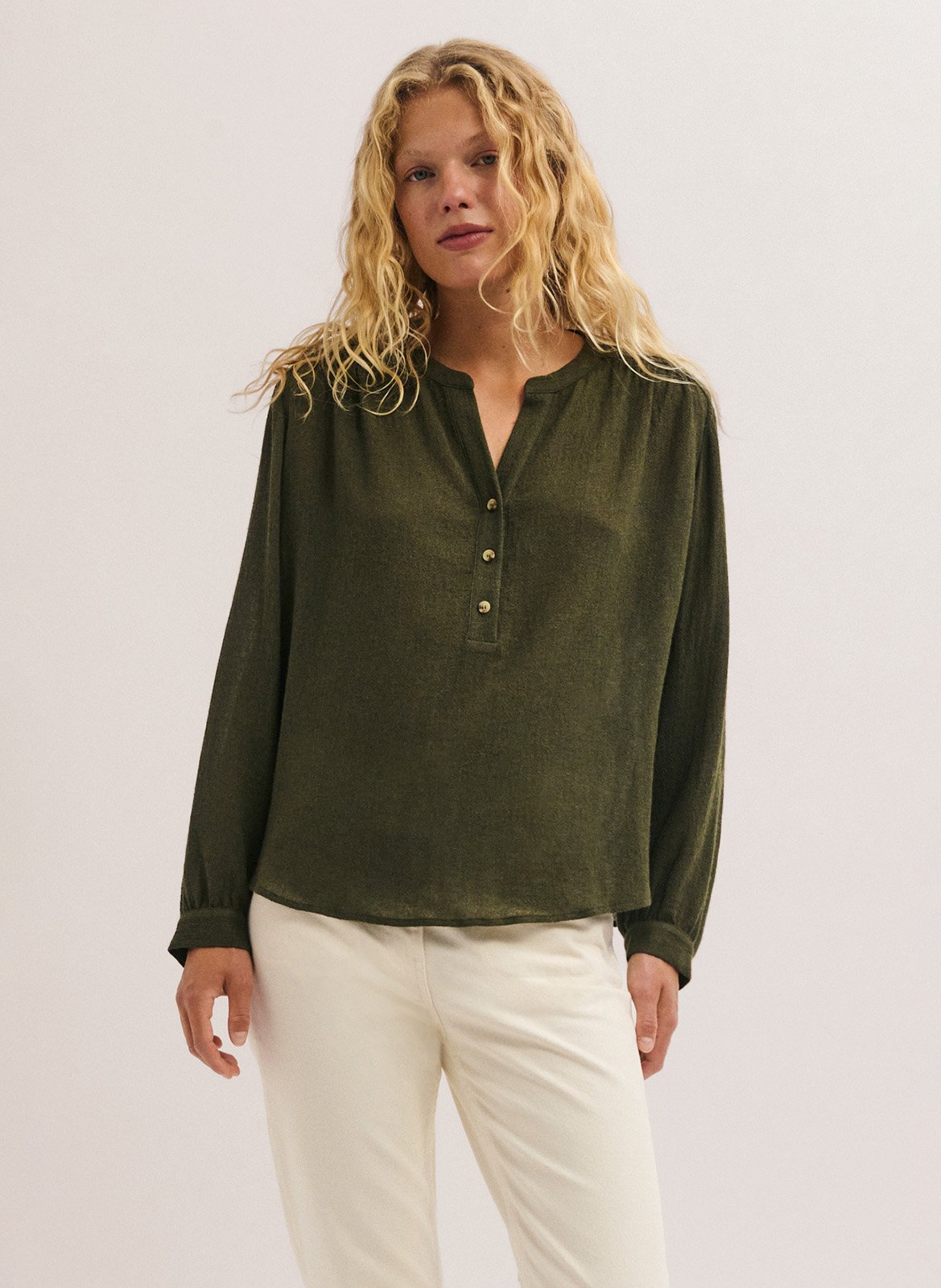 Oversize Tunika mit Stehkragen PABLO Khaki