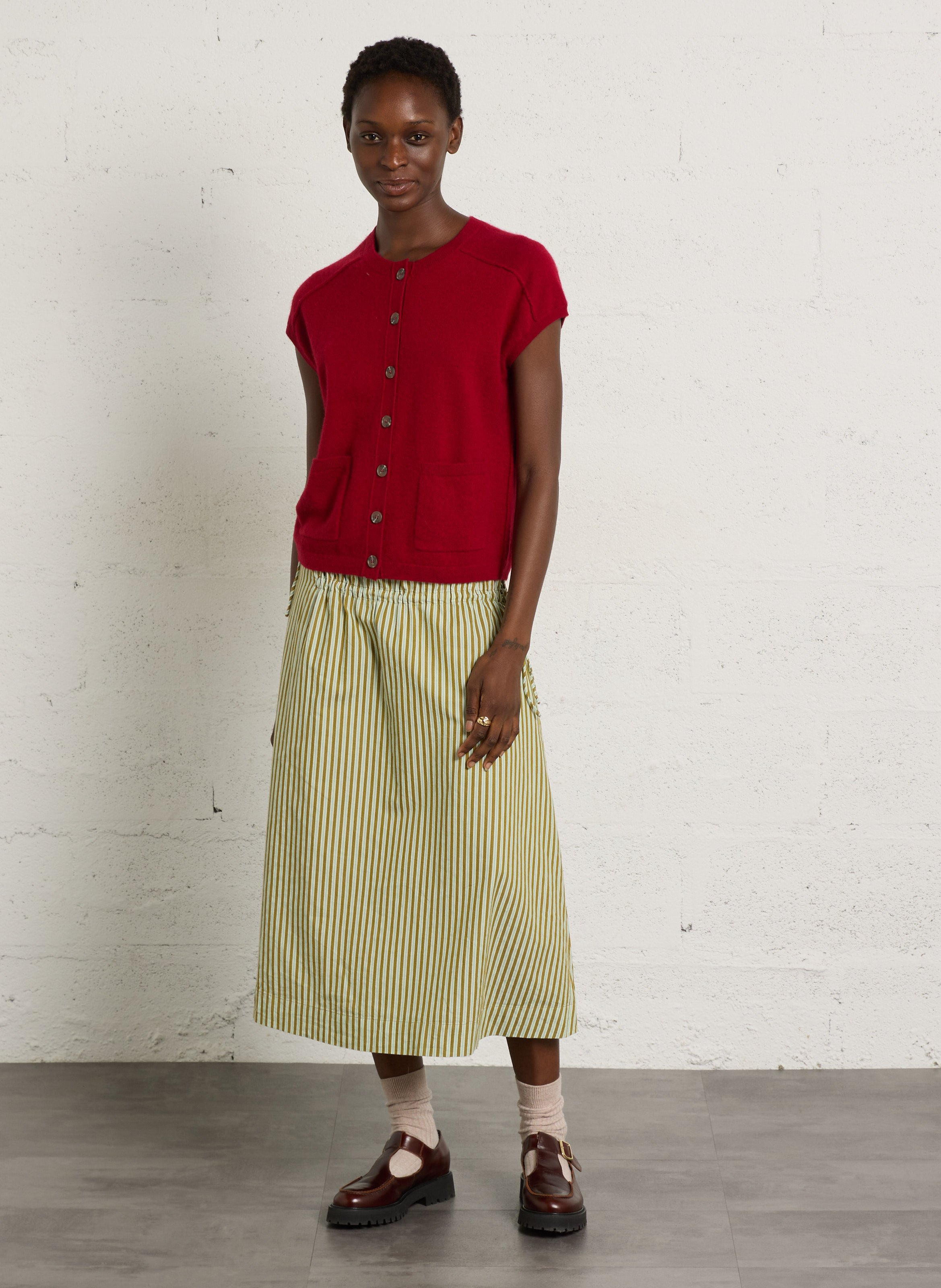 Round-neck cashmere cardigan MAISON 123 Red