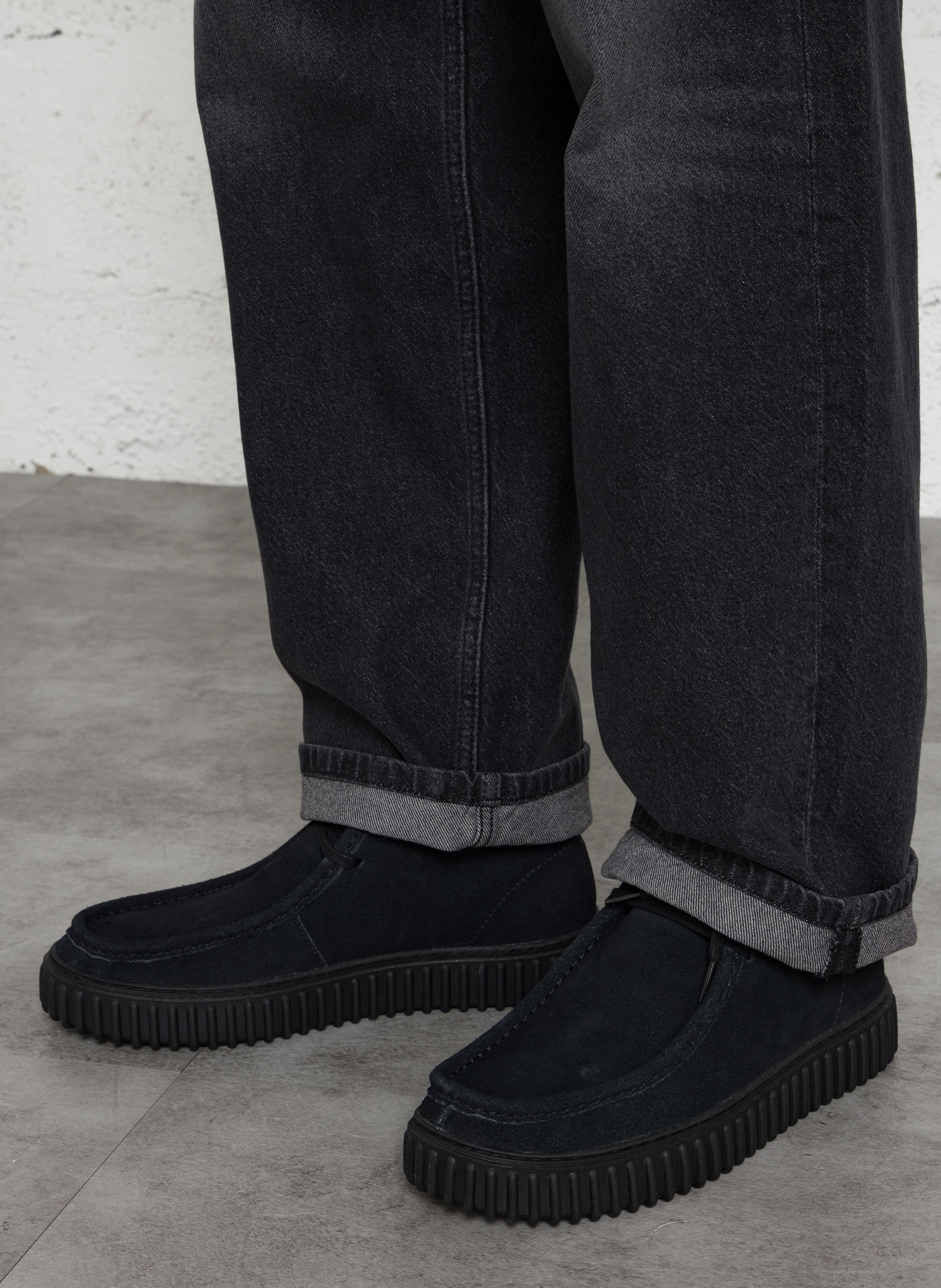Bottines à lacets en cuir velours CLARKS Noir