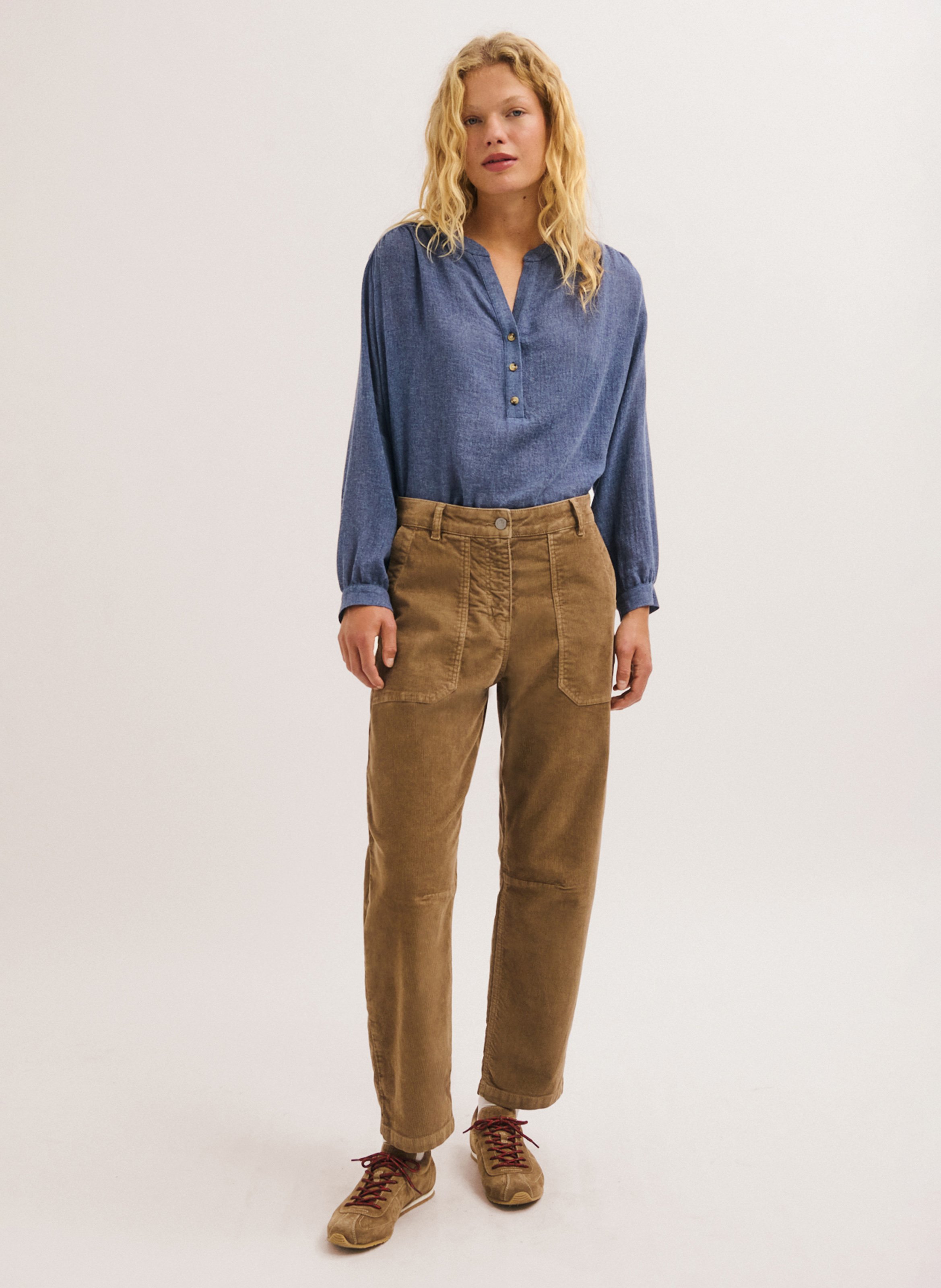 Velvet barrel pants PABLO Beige