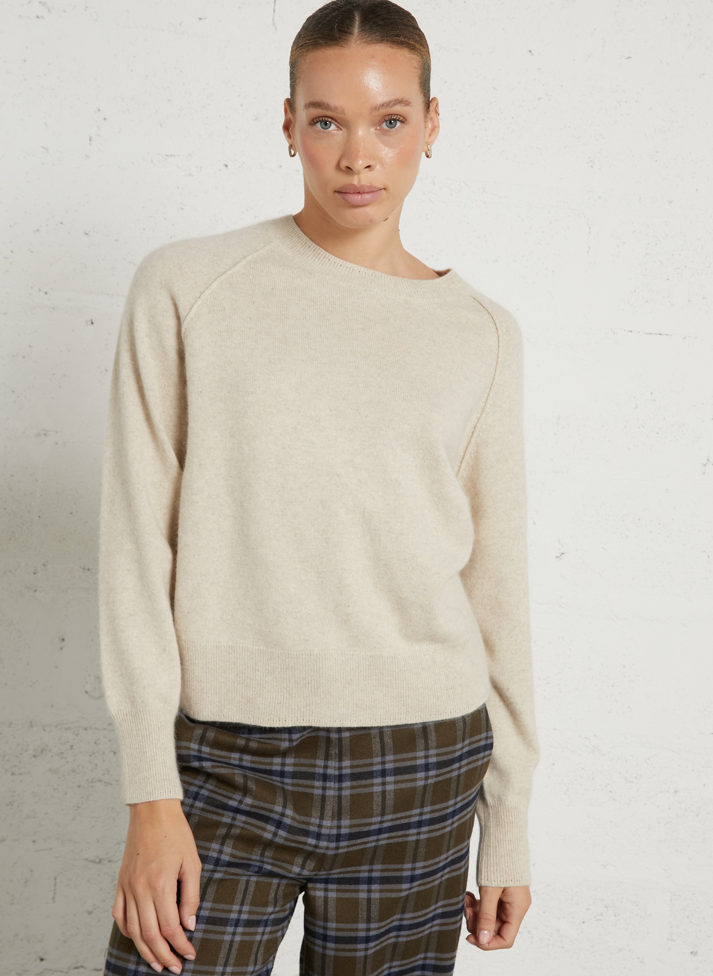 Pull col rond en laine mélangée BELLA JONES Beige