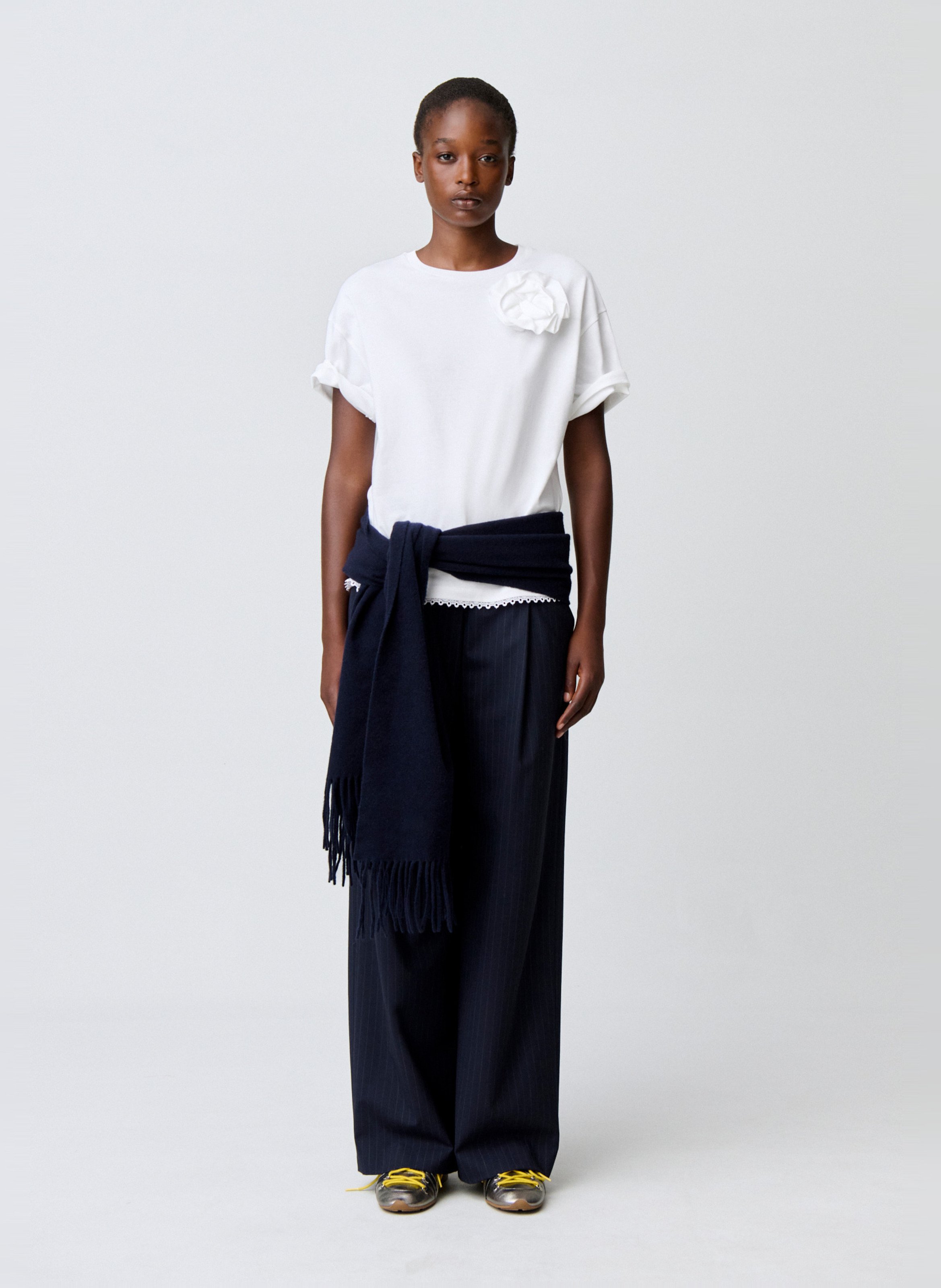 Oversized, katoenen T-shirt met ronde hals CLAUDIE PIERLOT Beige