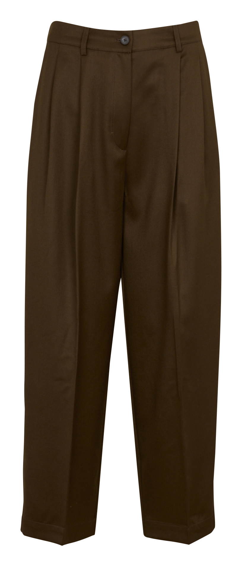 Pantalon large en laine vierge BELLEPIECE Marron