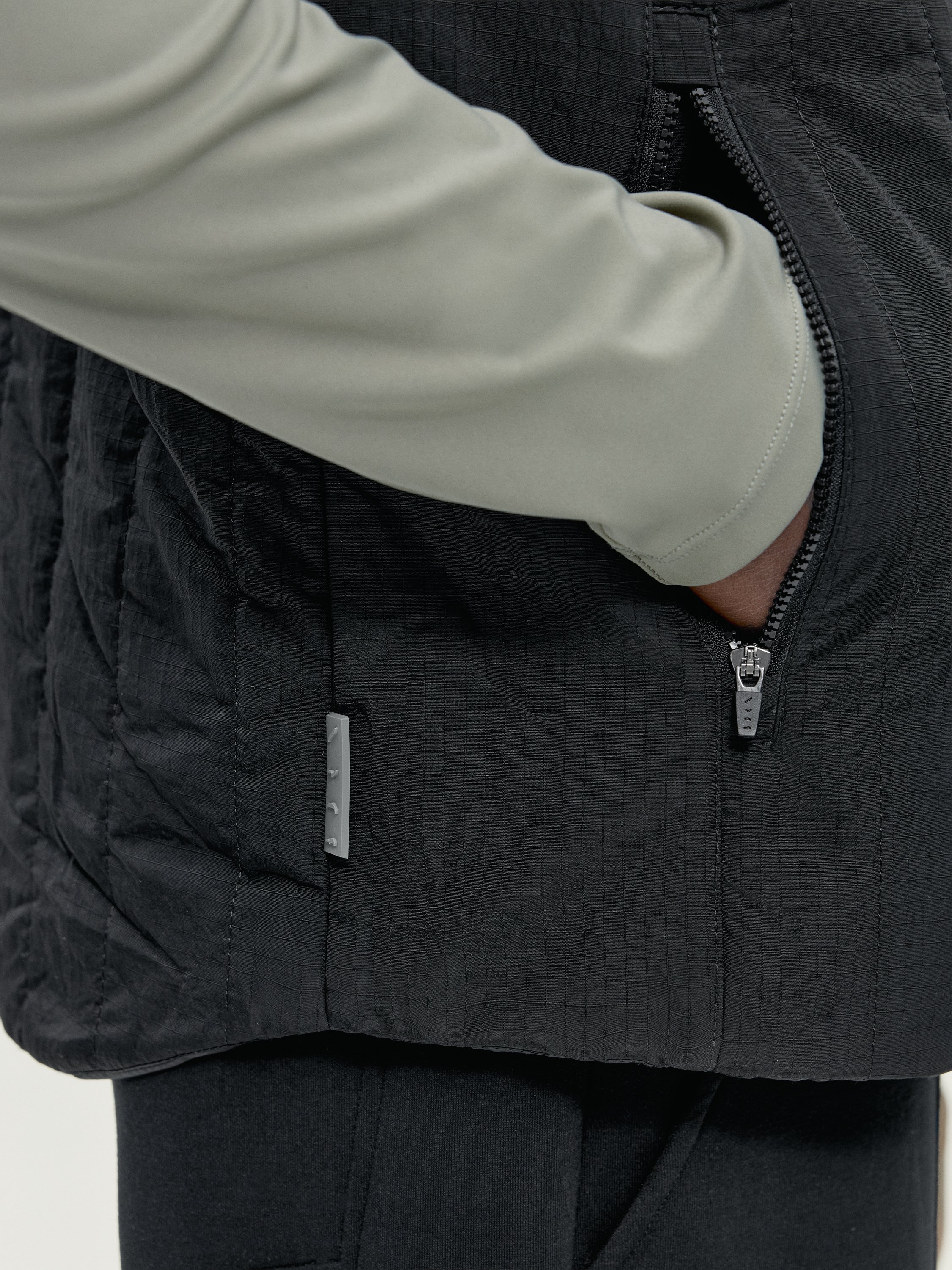 Men's sporty sleeveless puffer vest, soft touch, zipper closure BORN Black