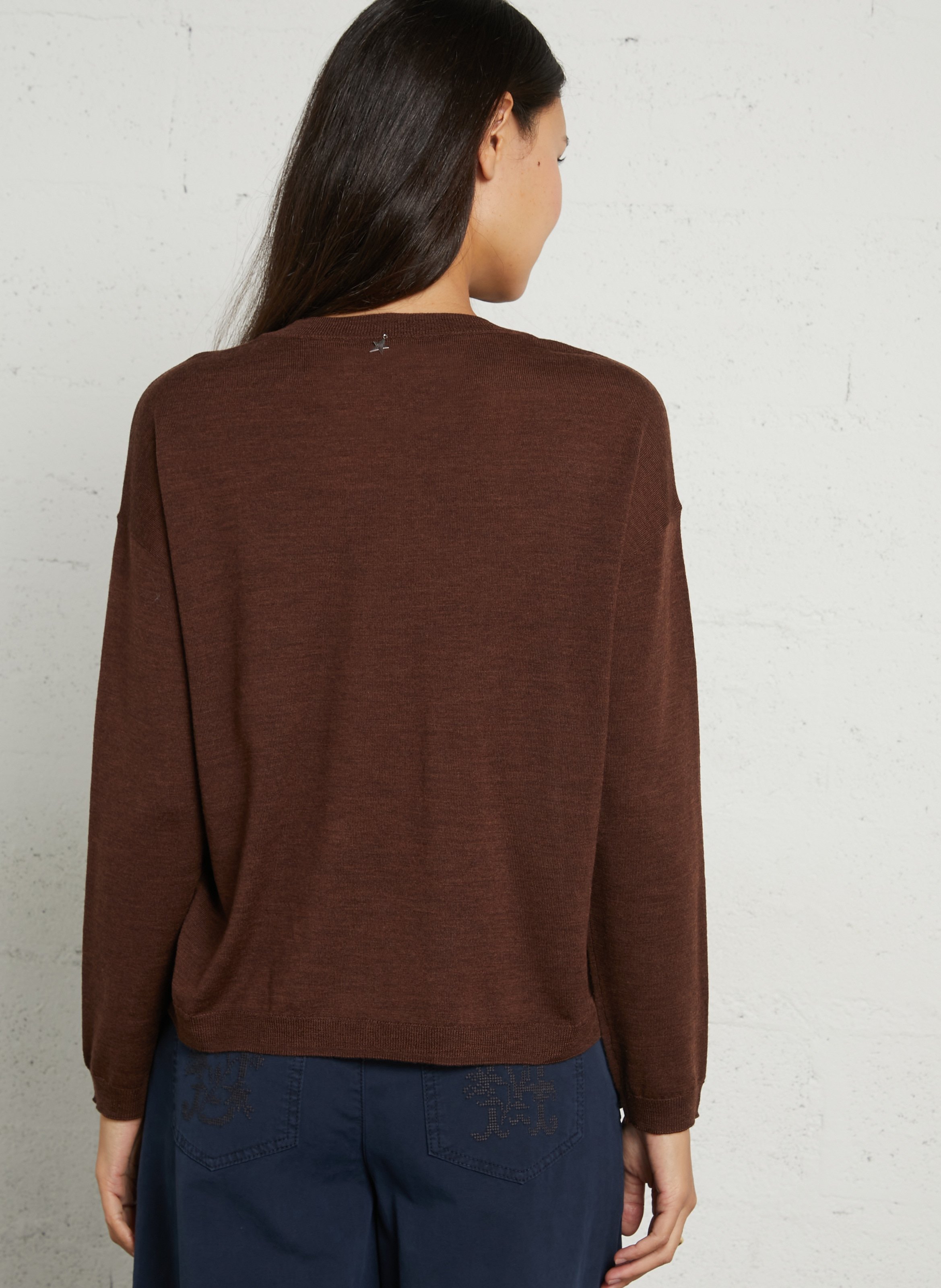 Gerader Wollpullover mit V-Ausschnitt SUD EXPRESS Braun