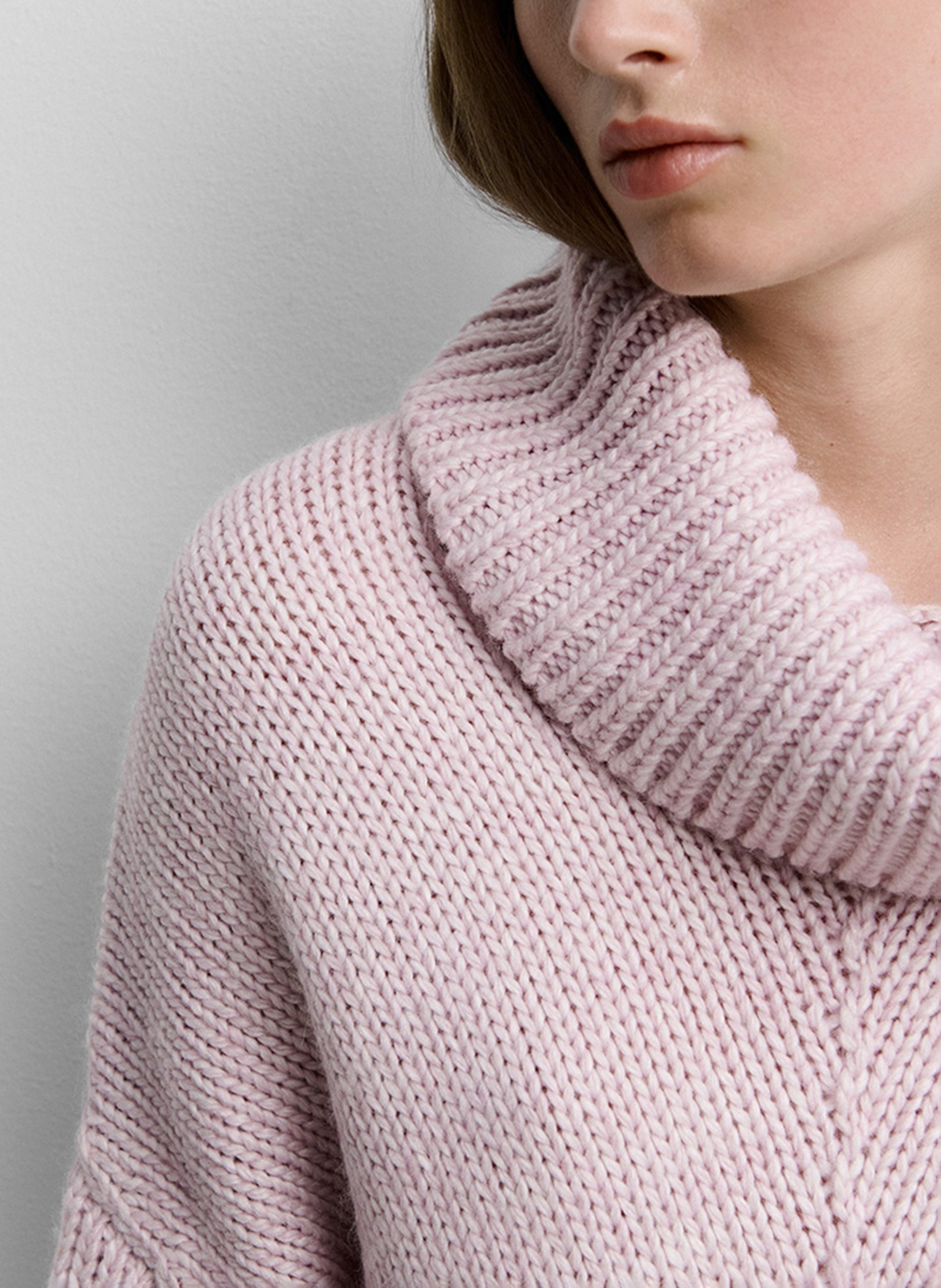 Pull col roulé ample uni SIMORRA Rose