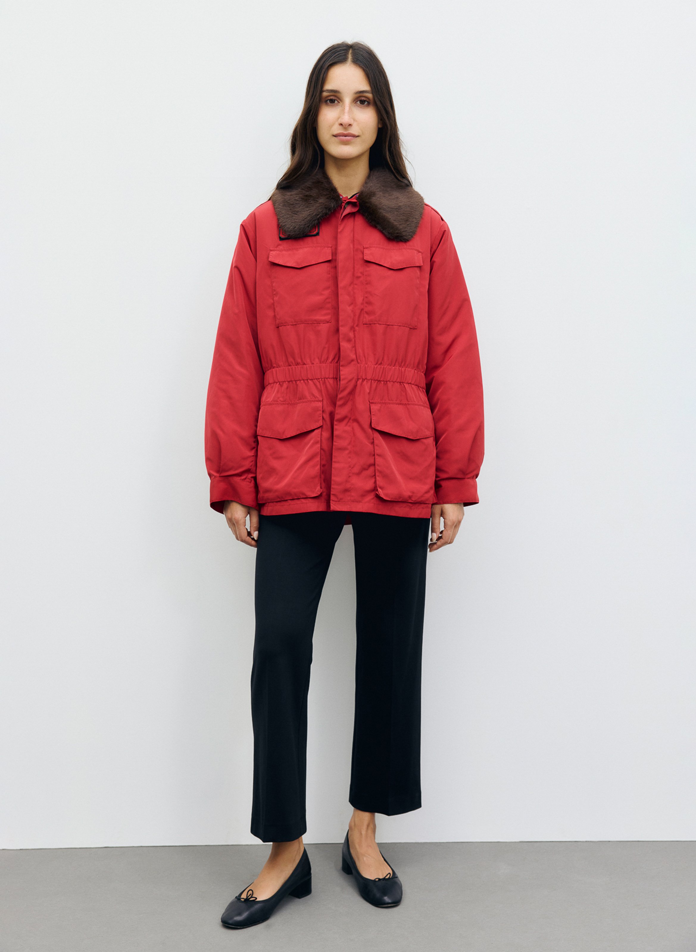 Taillierter Parka mit Kragen in Felloptik GERARD DAREL Rot