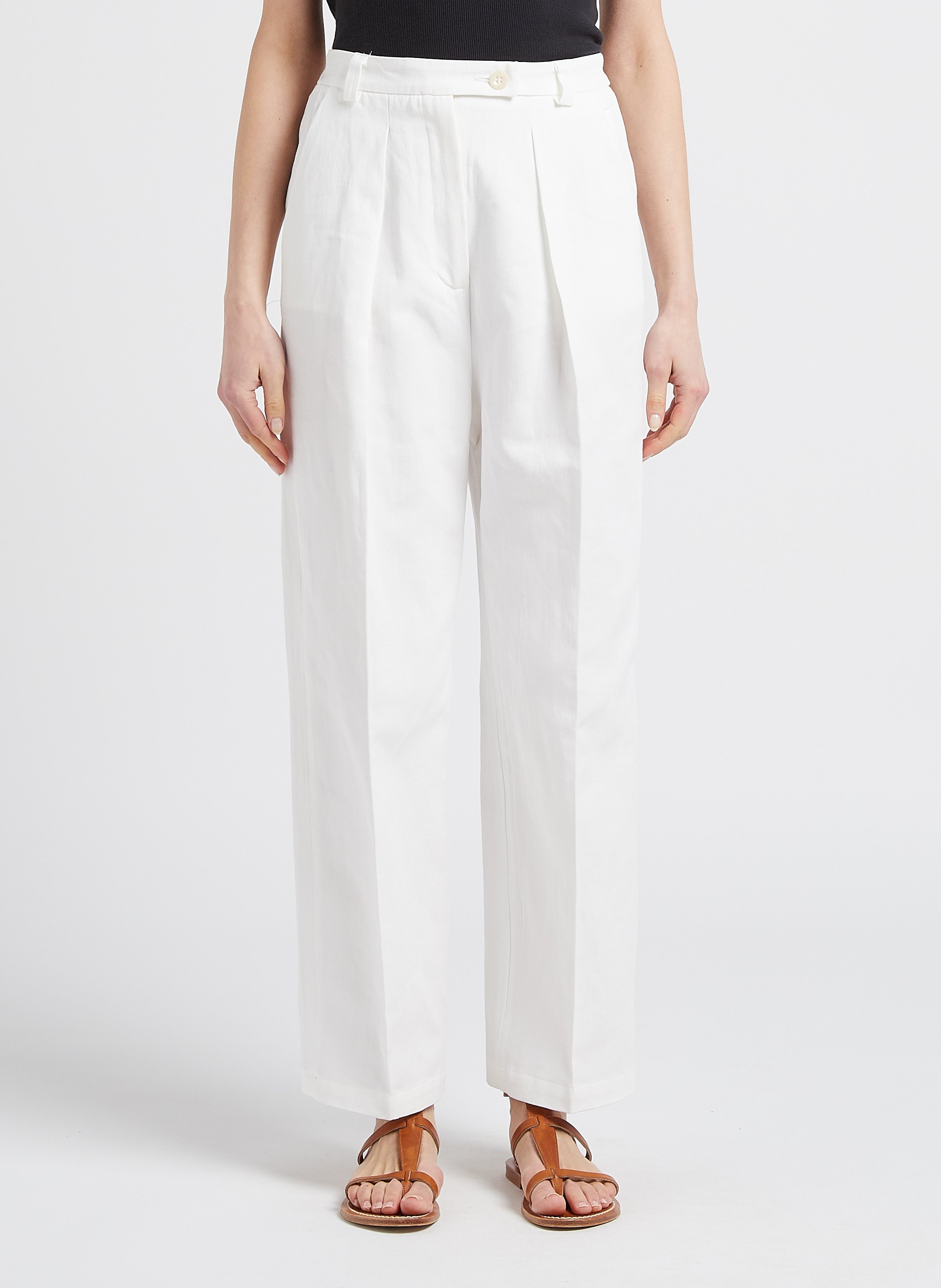Straight-leg cotton-blend pants THE NEW SOCIETY White