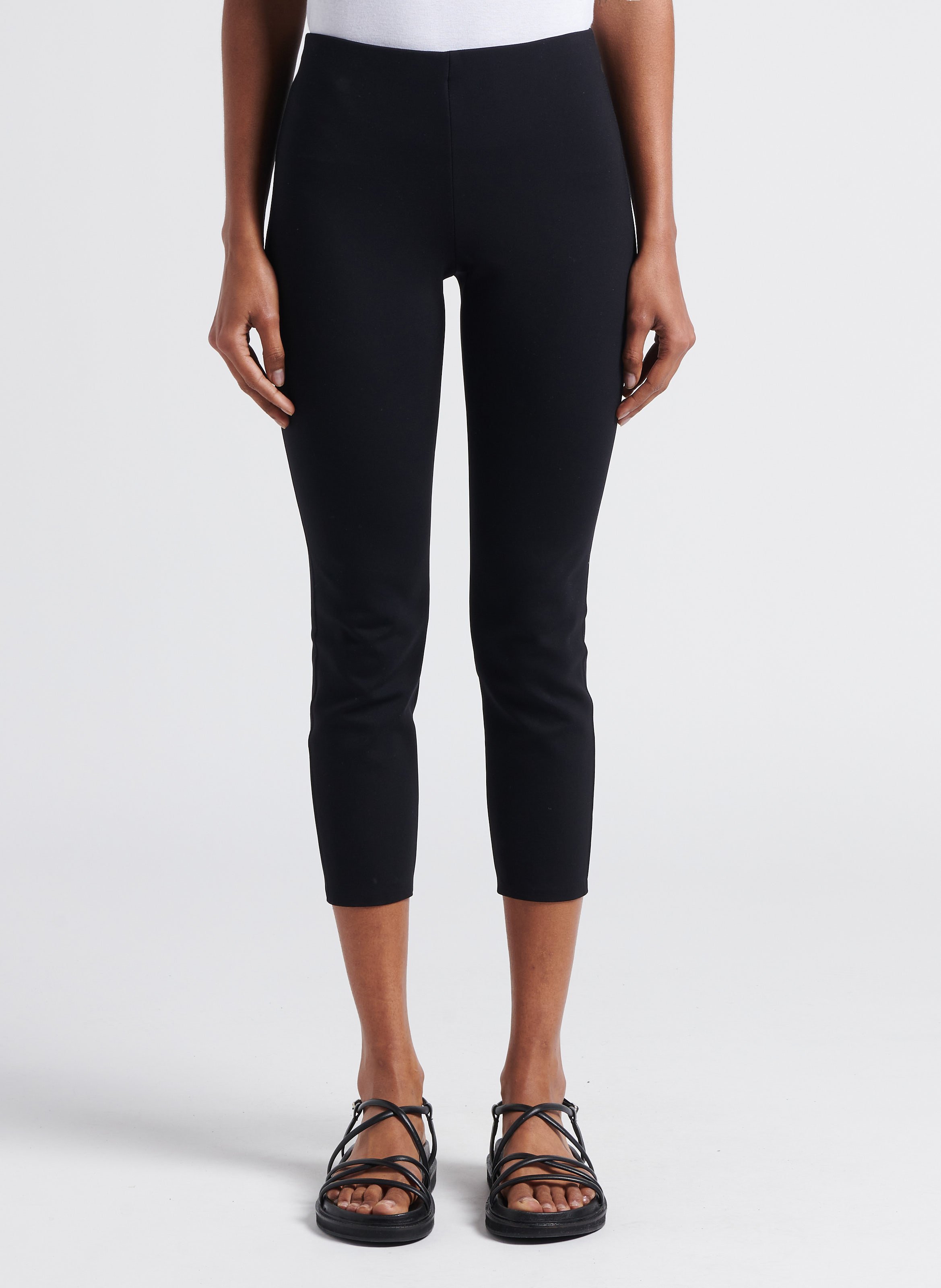 High-waisted cropped leggings THEORY Black