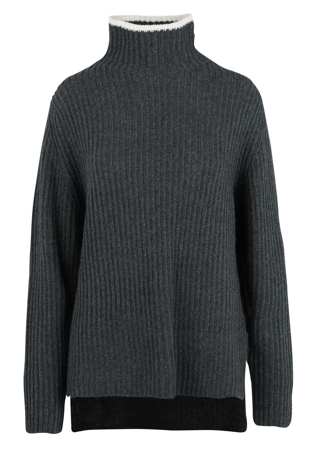 Lange jas van wolmix met opstaande kraag THEORY Grijs