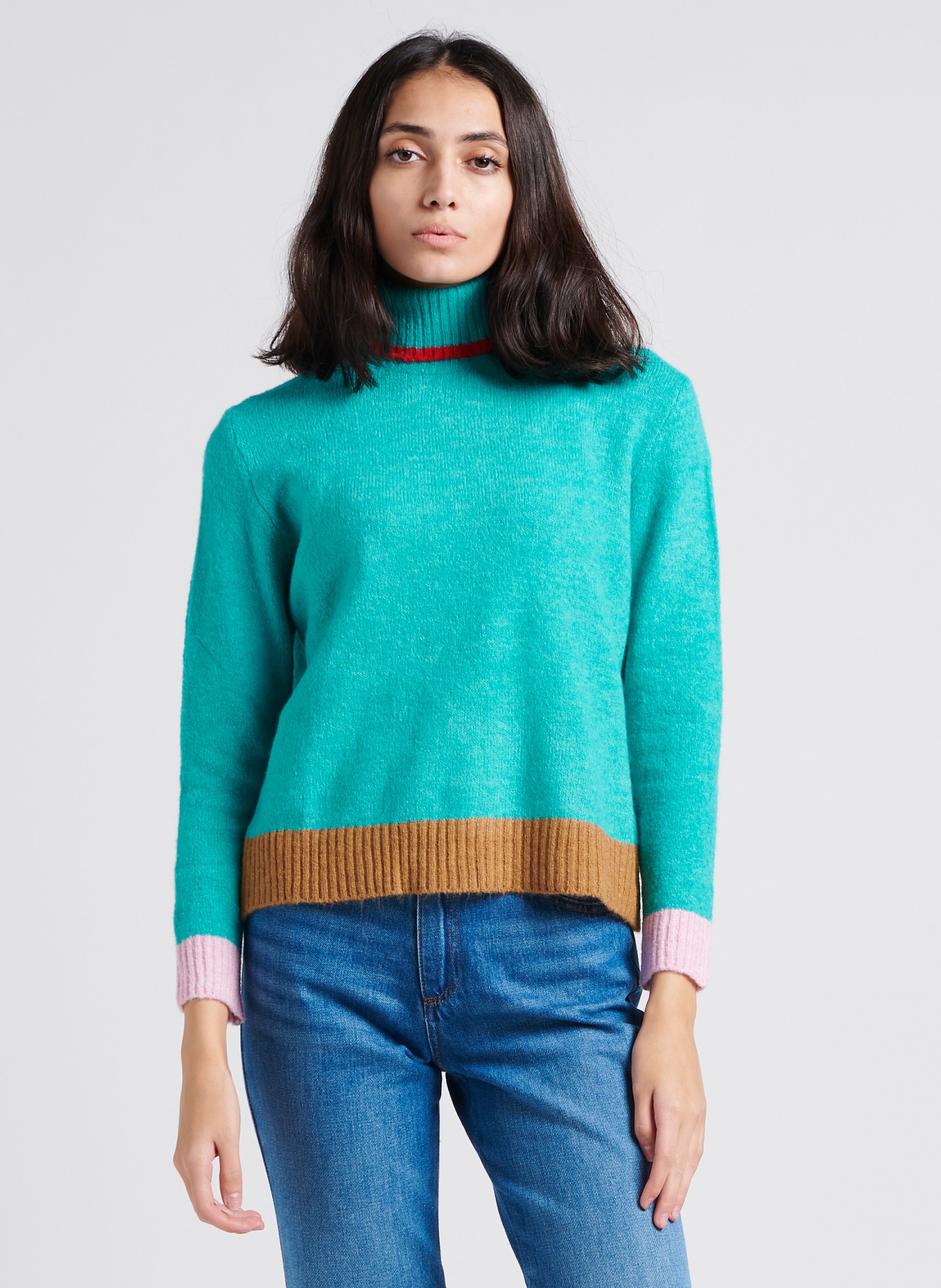 Turquoise turtleneck 2025 sweater women's