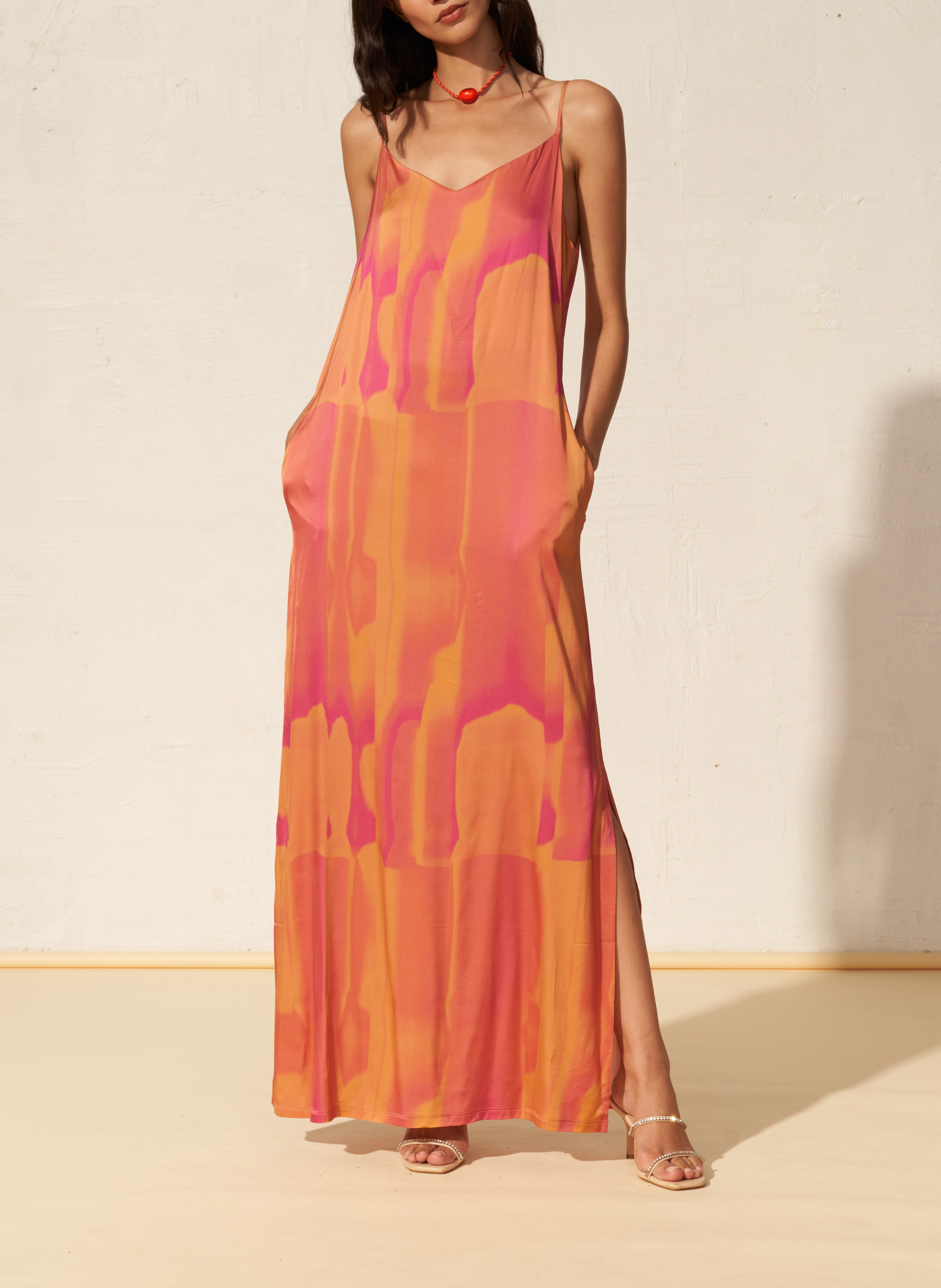 Long printed V-neck dress FETE IMPERIALE Multicolored