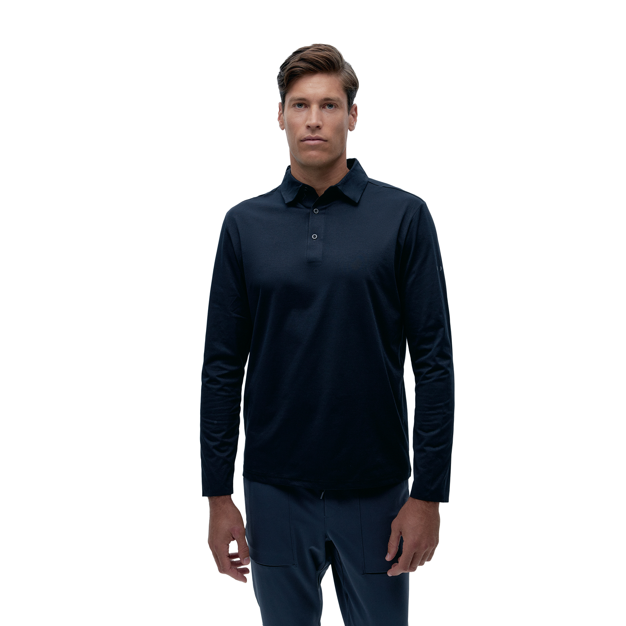 Long-sleeved maroon polo with buttons BORN LIVING YOGA Black