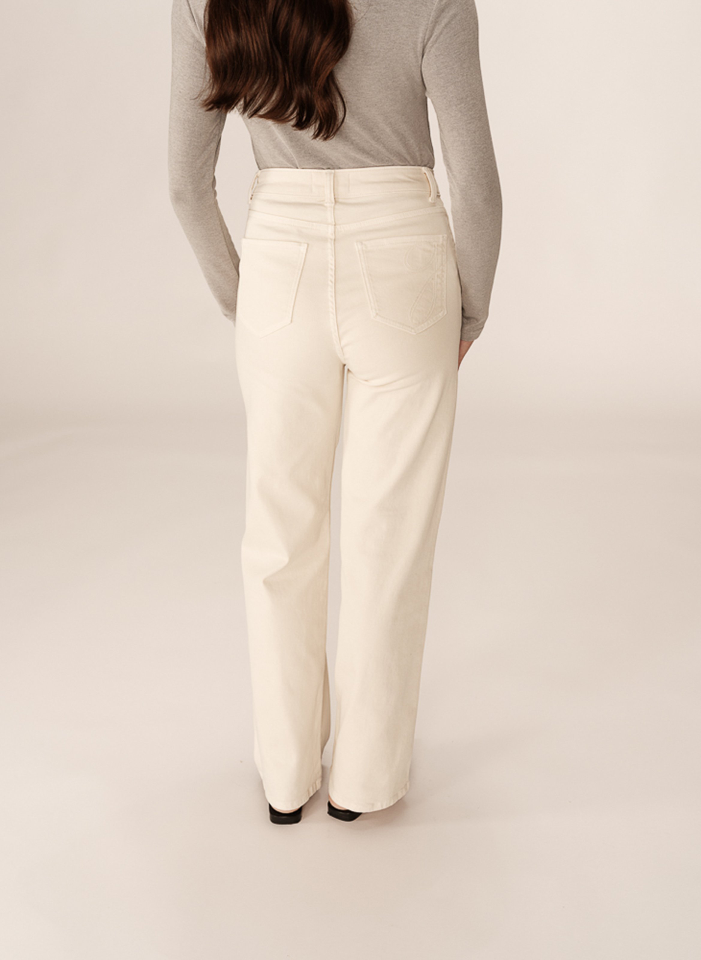 Cotton-blend straight jeans White