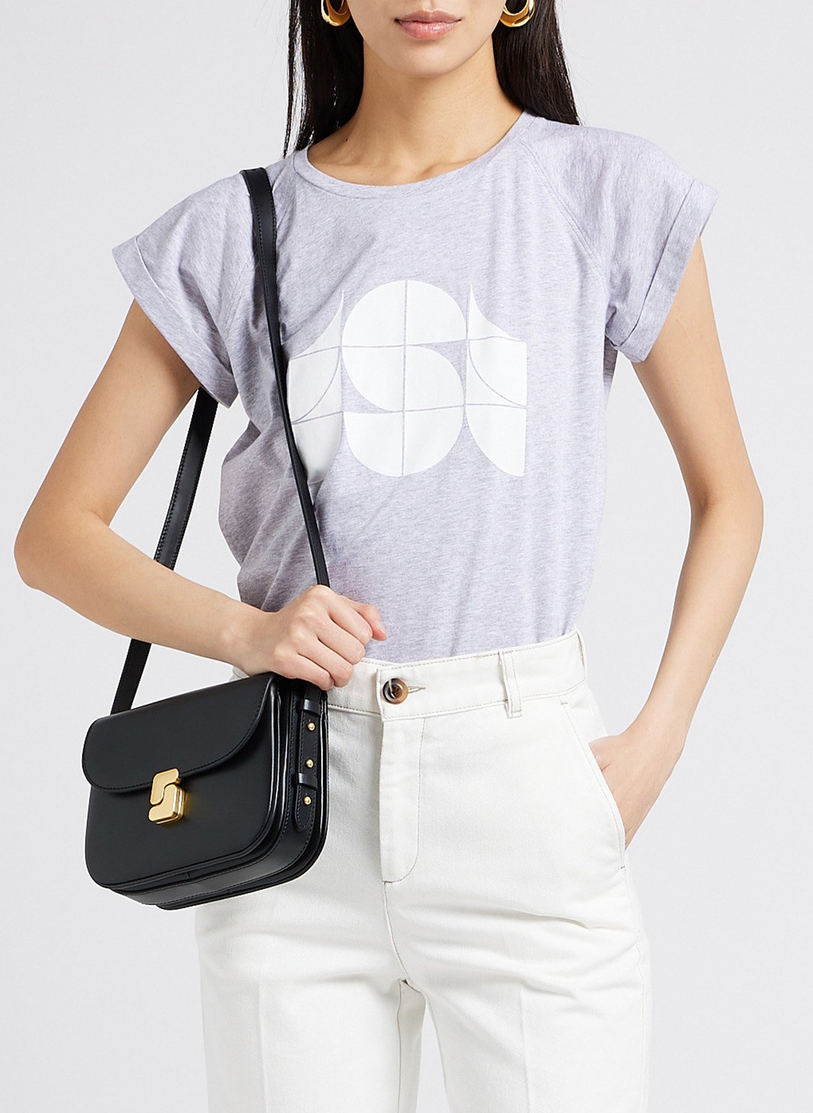 Sac bandoulière en cuir SOEUR Noir