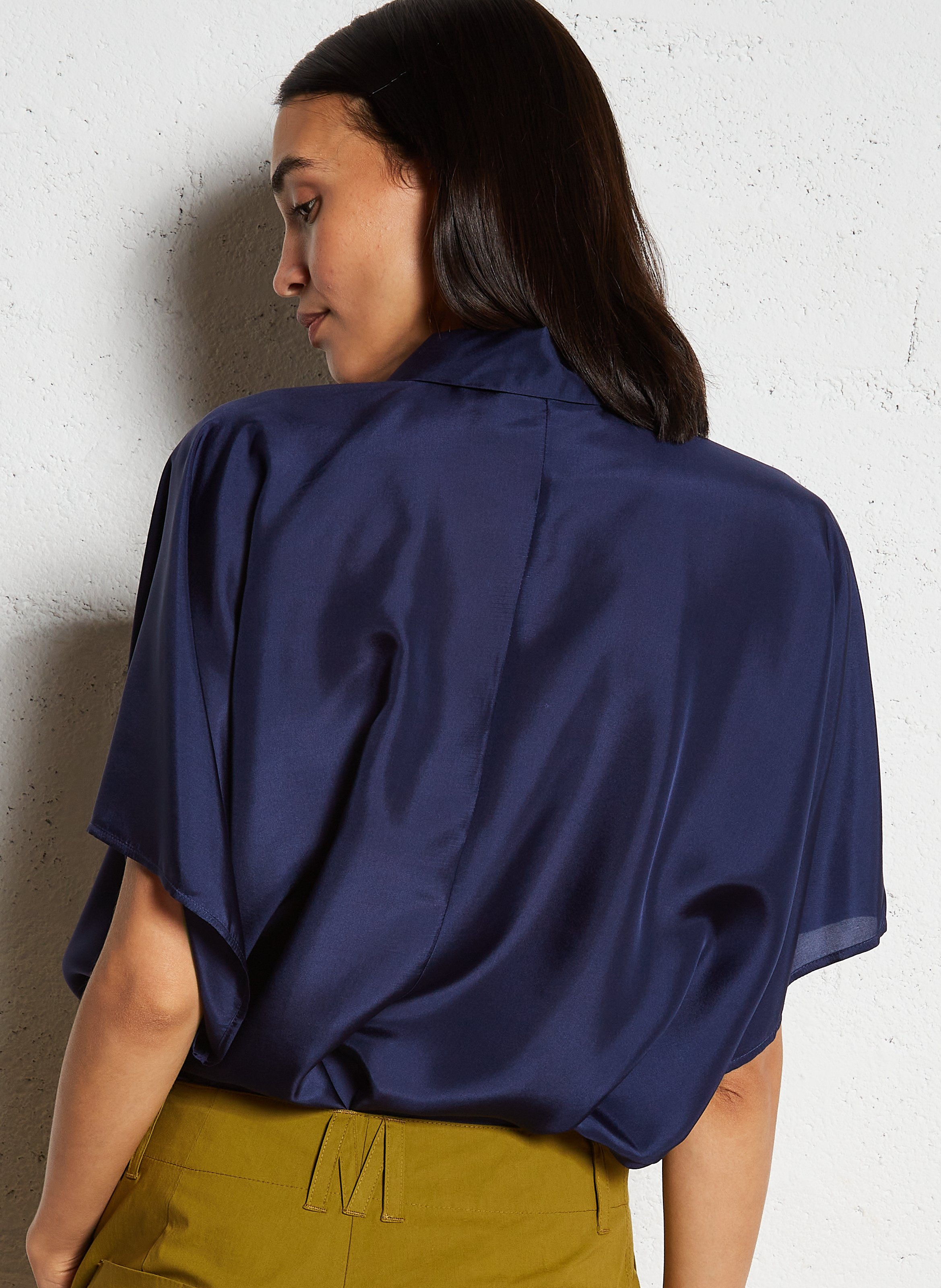 Chemise manches courtes en soie MOMONI Bleu