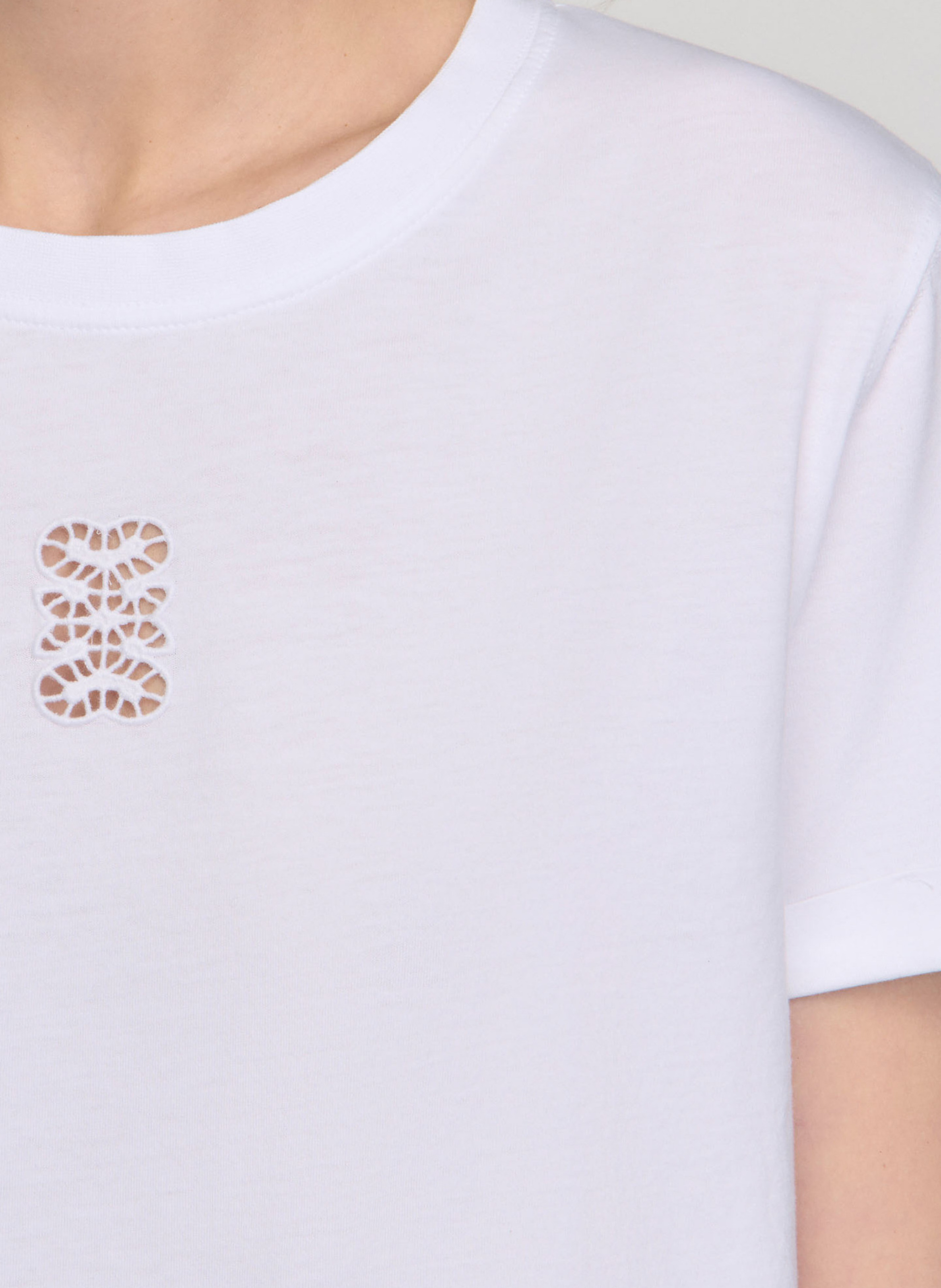 Tee-shirt droit col rond en coton SANDRO Blanc