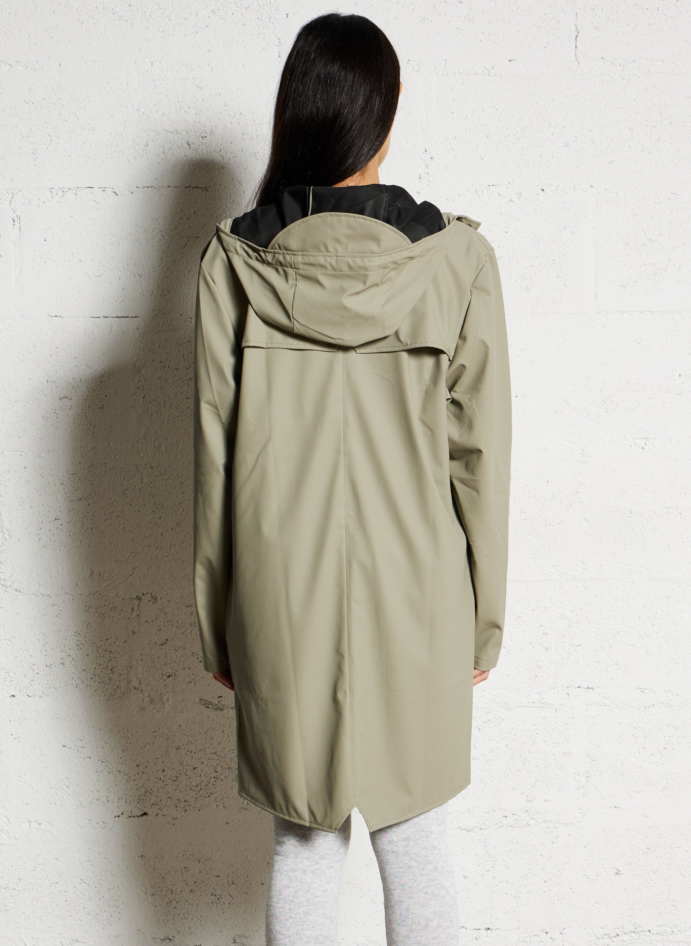 High-neck hooded parka RAINS Green
