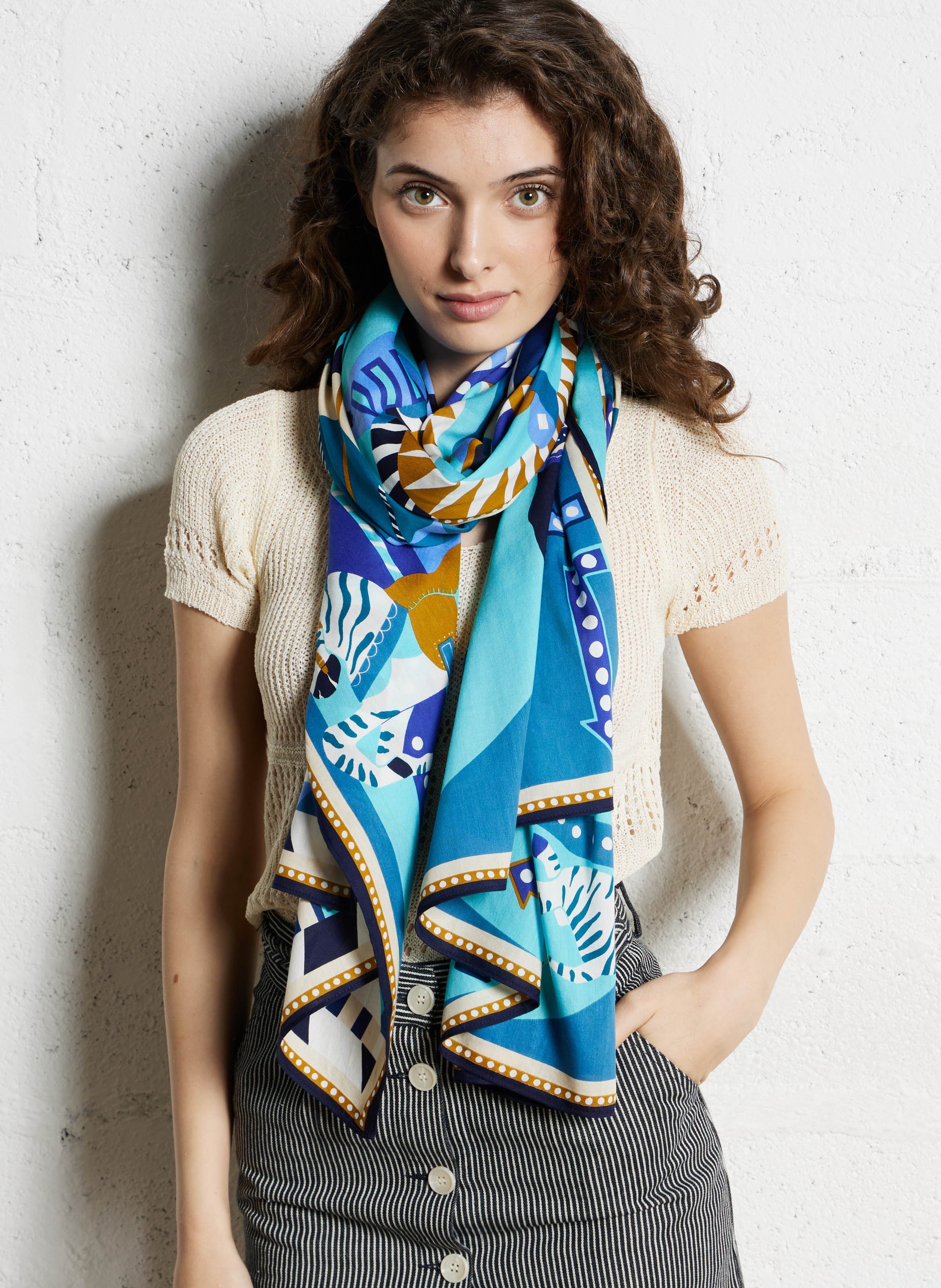 Etole imprimée en coton mélangé INOUI EDITIONS Bleu