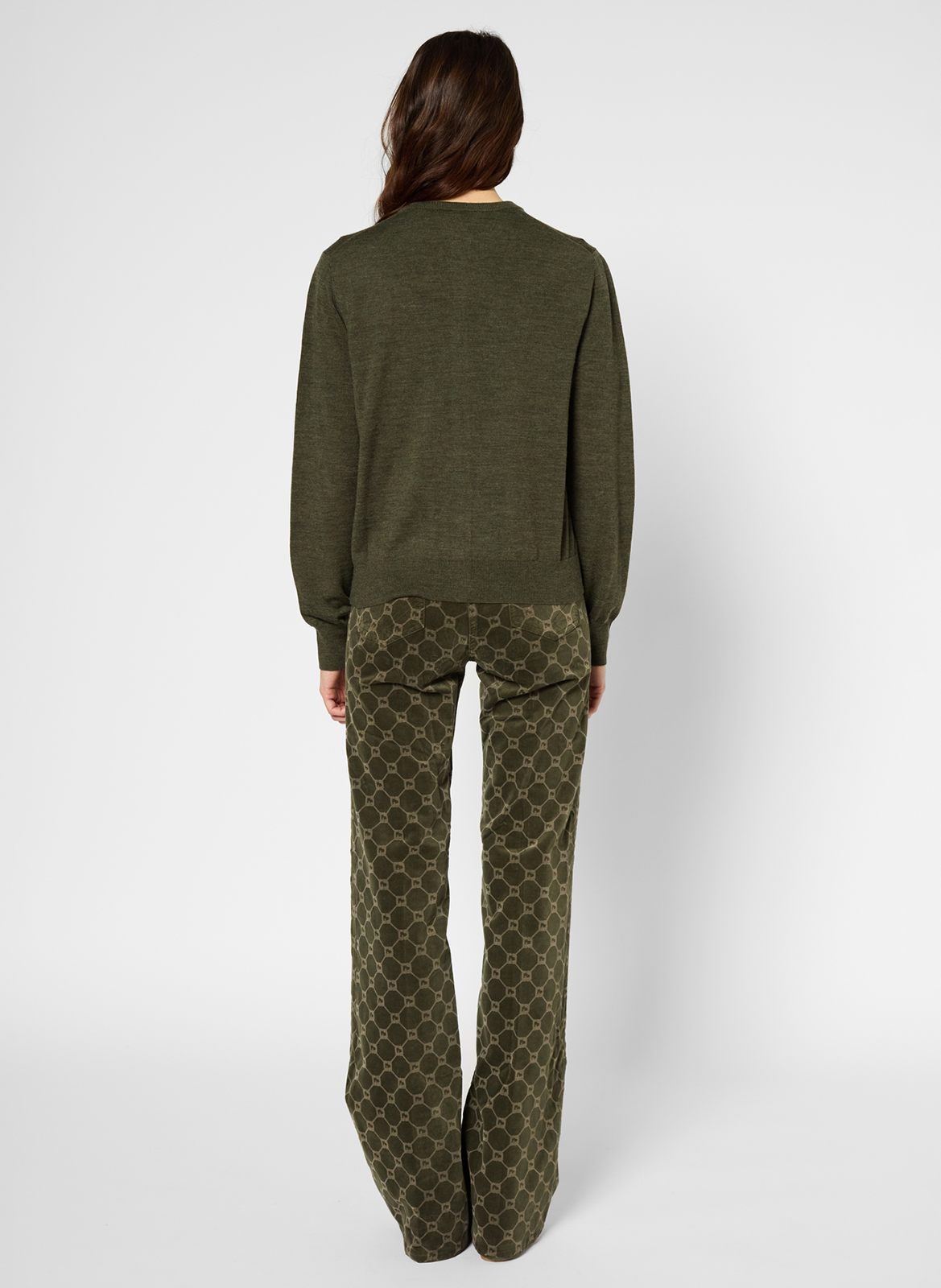 Ribbed merino wool embroidered cardigan GERARD DAREL Khaki