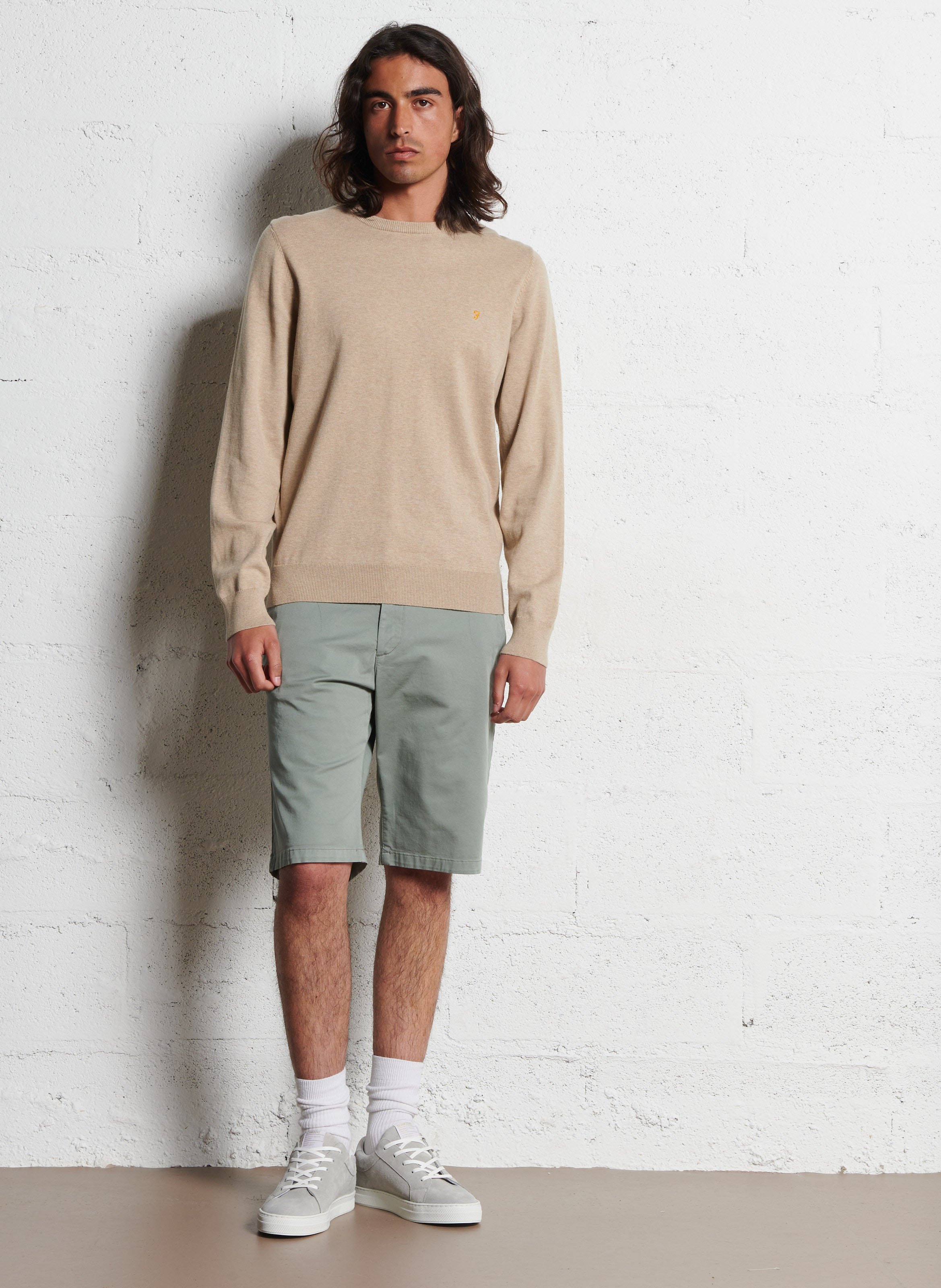 Straight-leg cotton-blend Bermuda shorts IKKS Blue