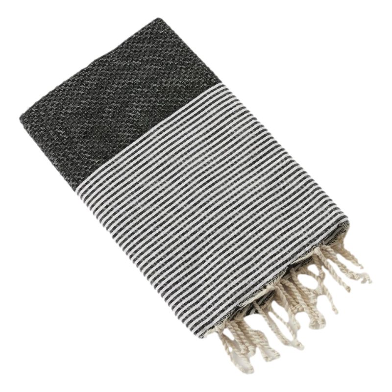 Fouta with fringes 100 x 200 cm 100% recycled cotton L'EFFET PAPILLON