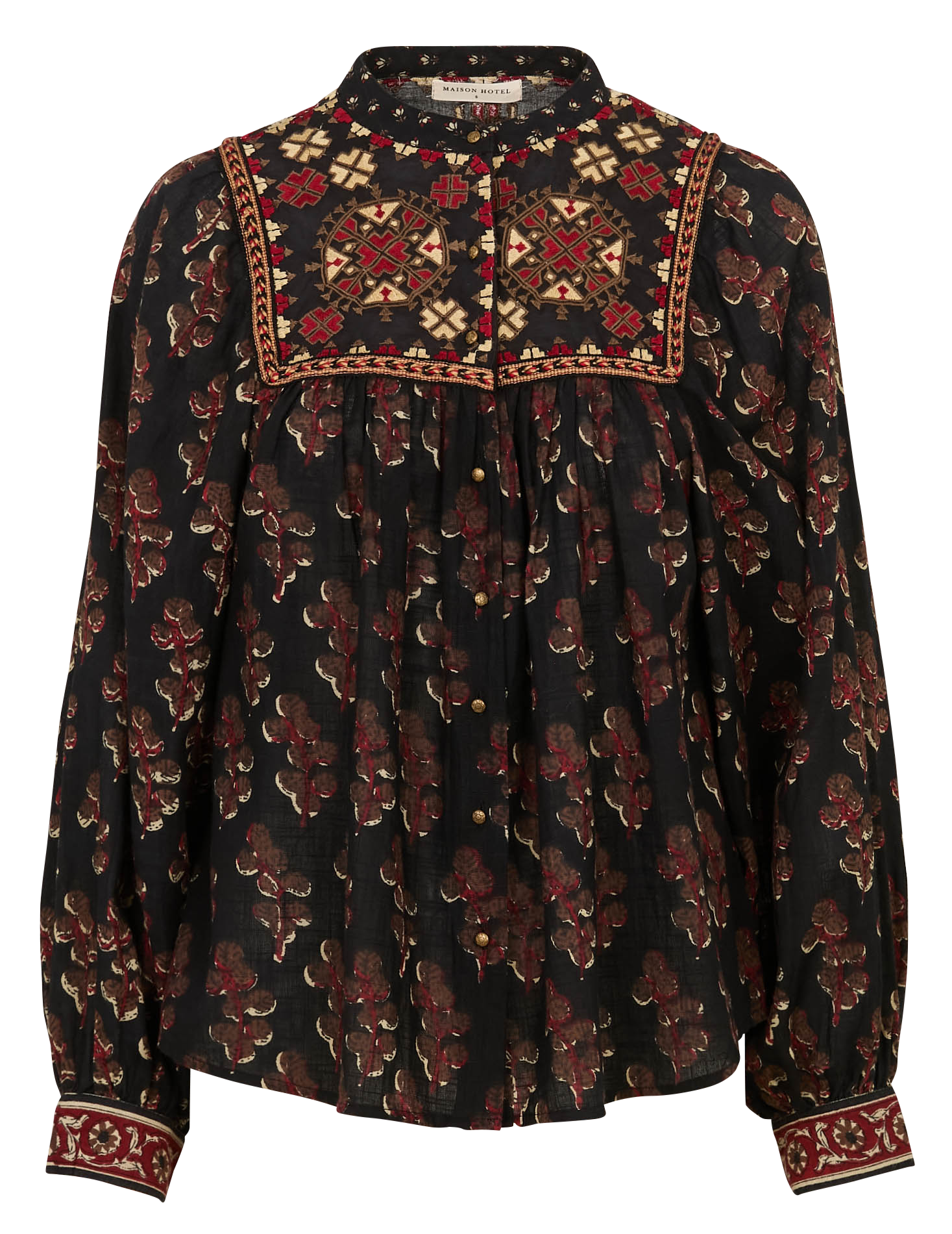 Loose-fit cotton blouse MAISON HOTEL Brown