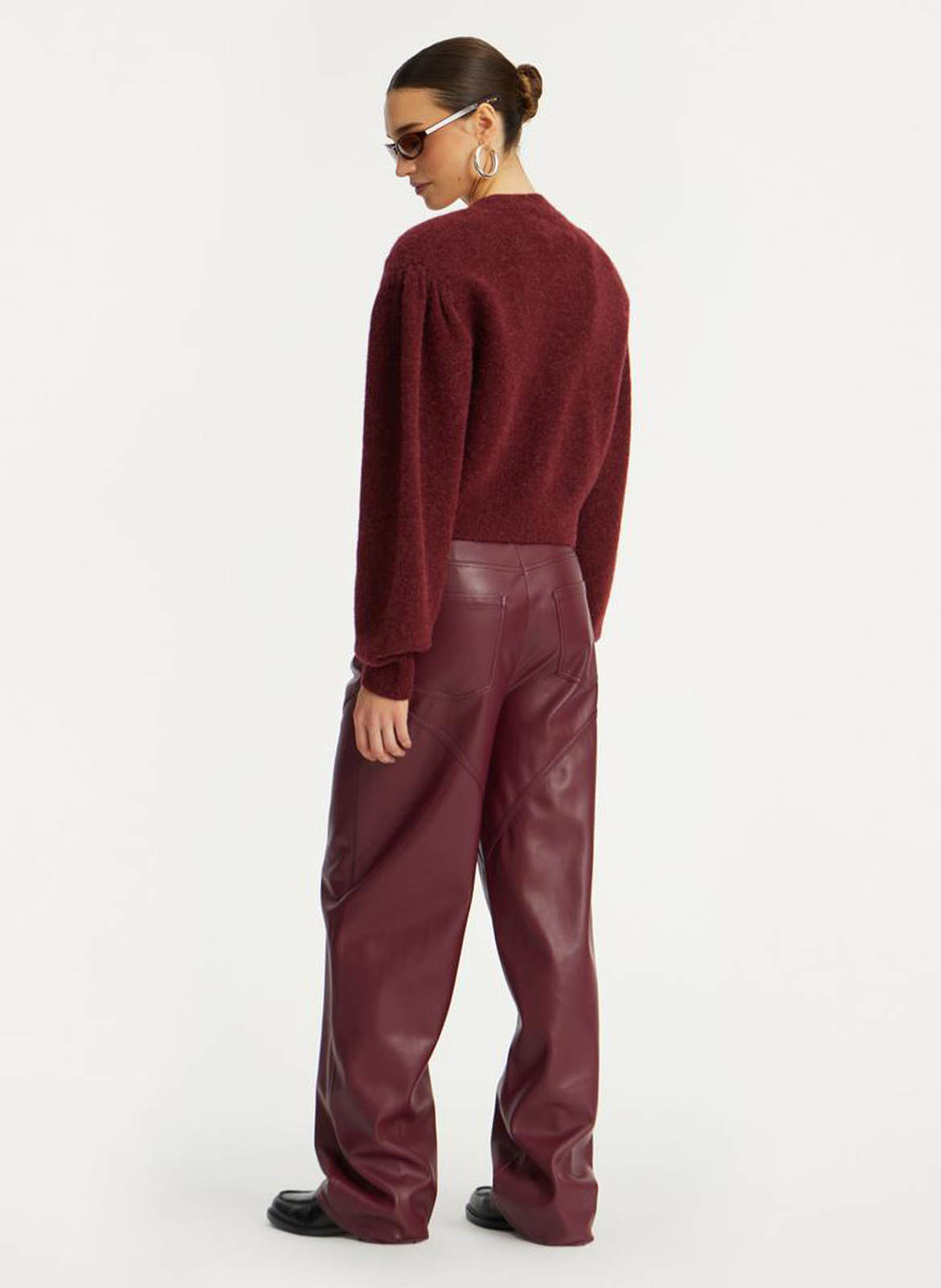 Leather-look straight-leg pants ROTATE Brown