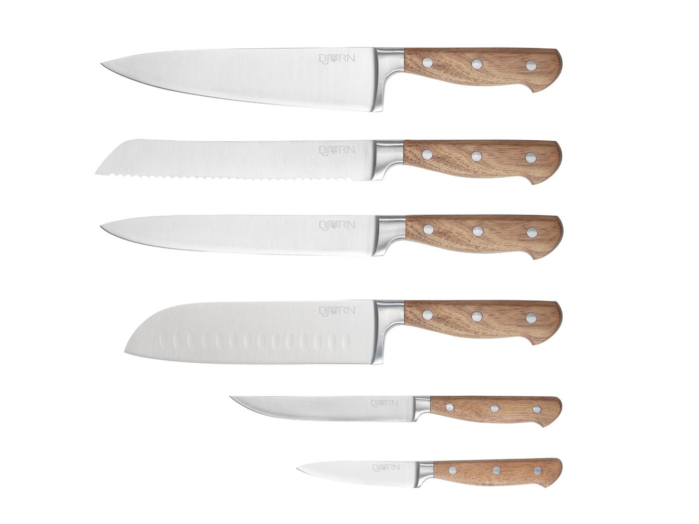 Jakob kitchen knives - 6 pieces BJORN Brown