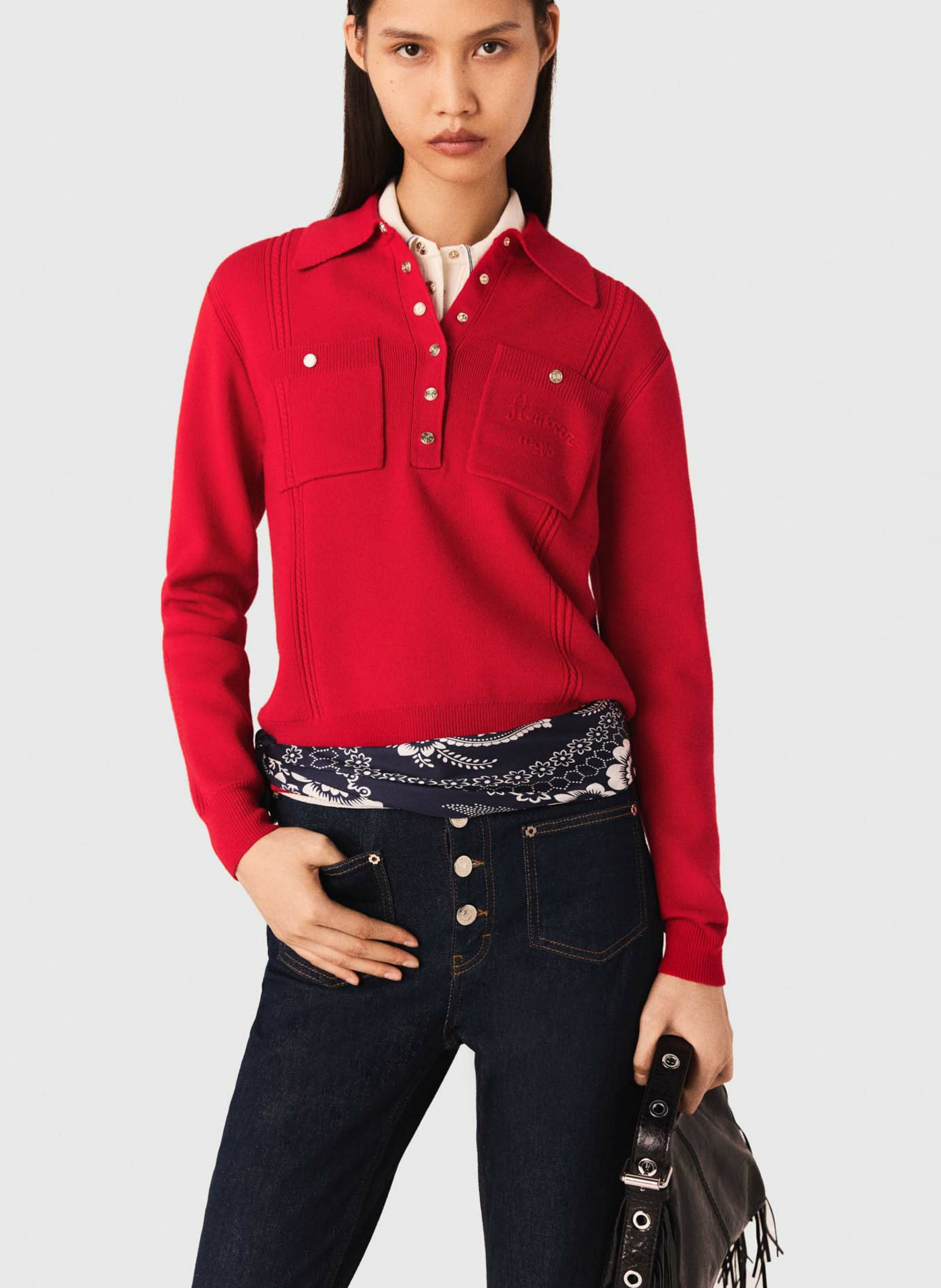 Pull col classique MAJE Rouge
