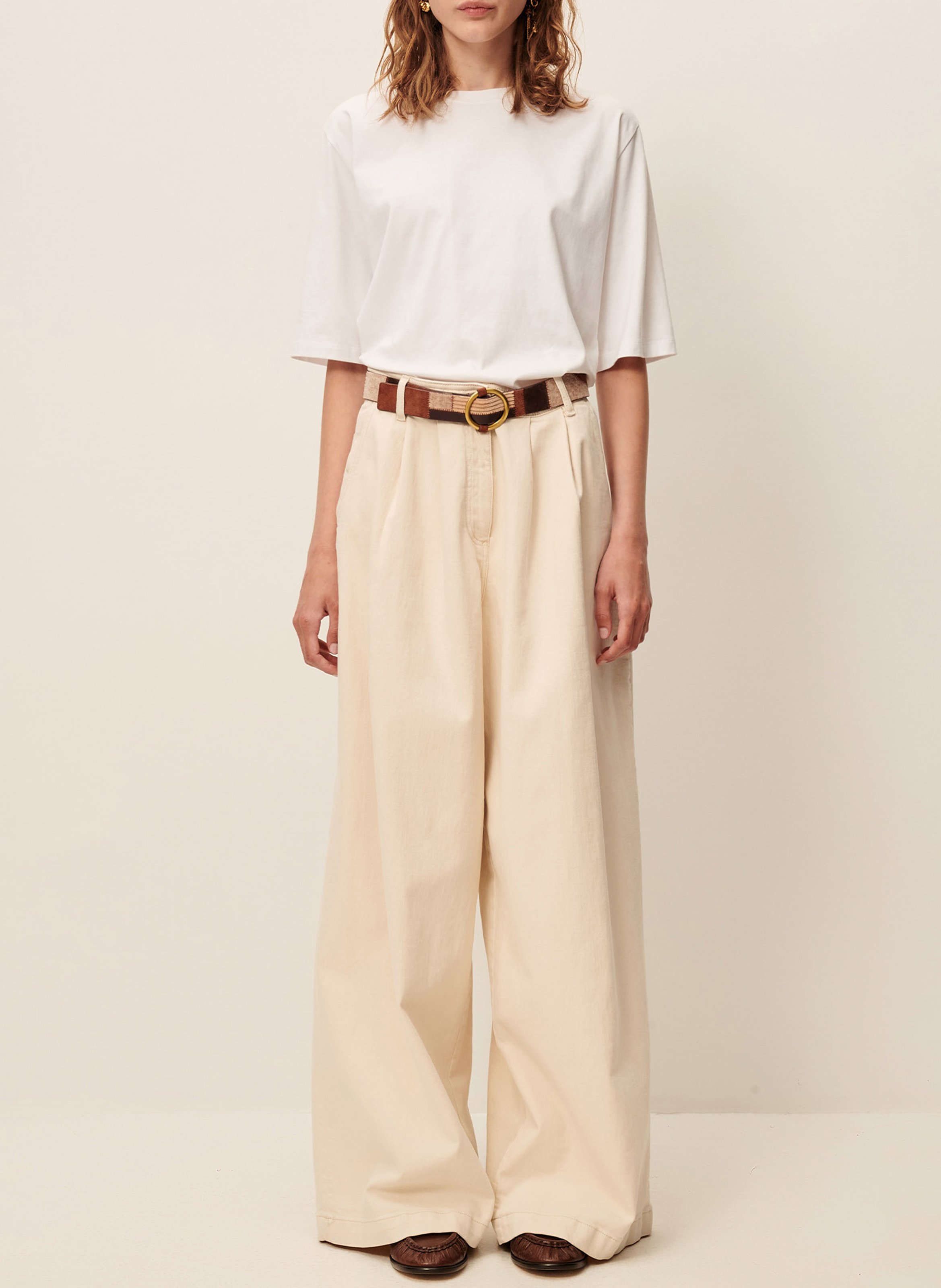 Loose-fit round-neck cotton T-shirt SESSUN White