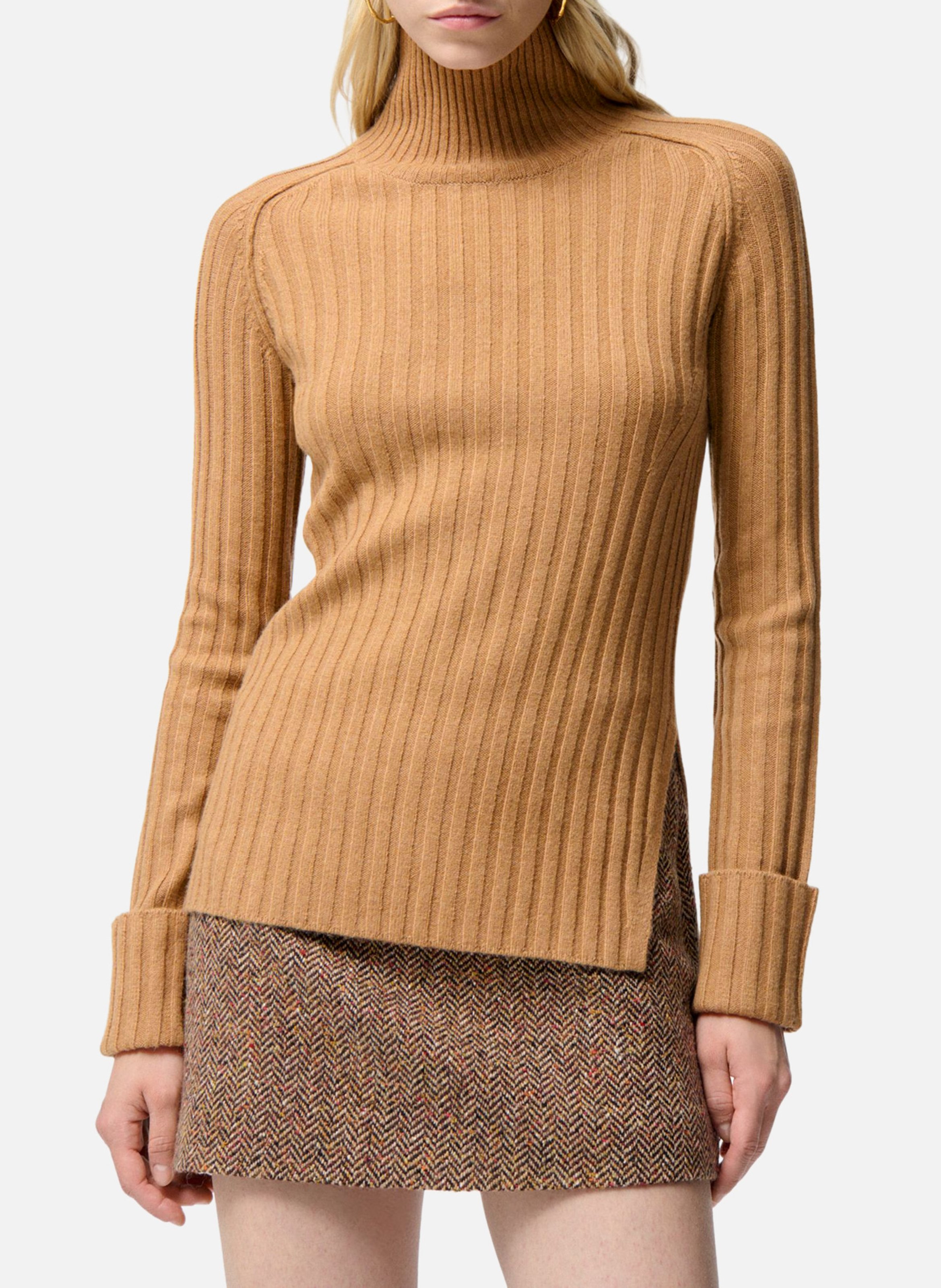 Pull col roulé en laine mélangée VANESSA BRUNO Marron