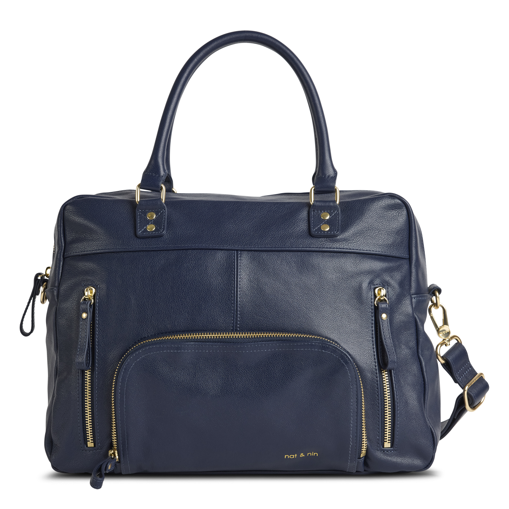 Cabas multipoches en cuir NAT & NIN Bleu