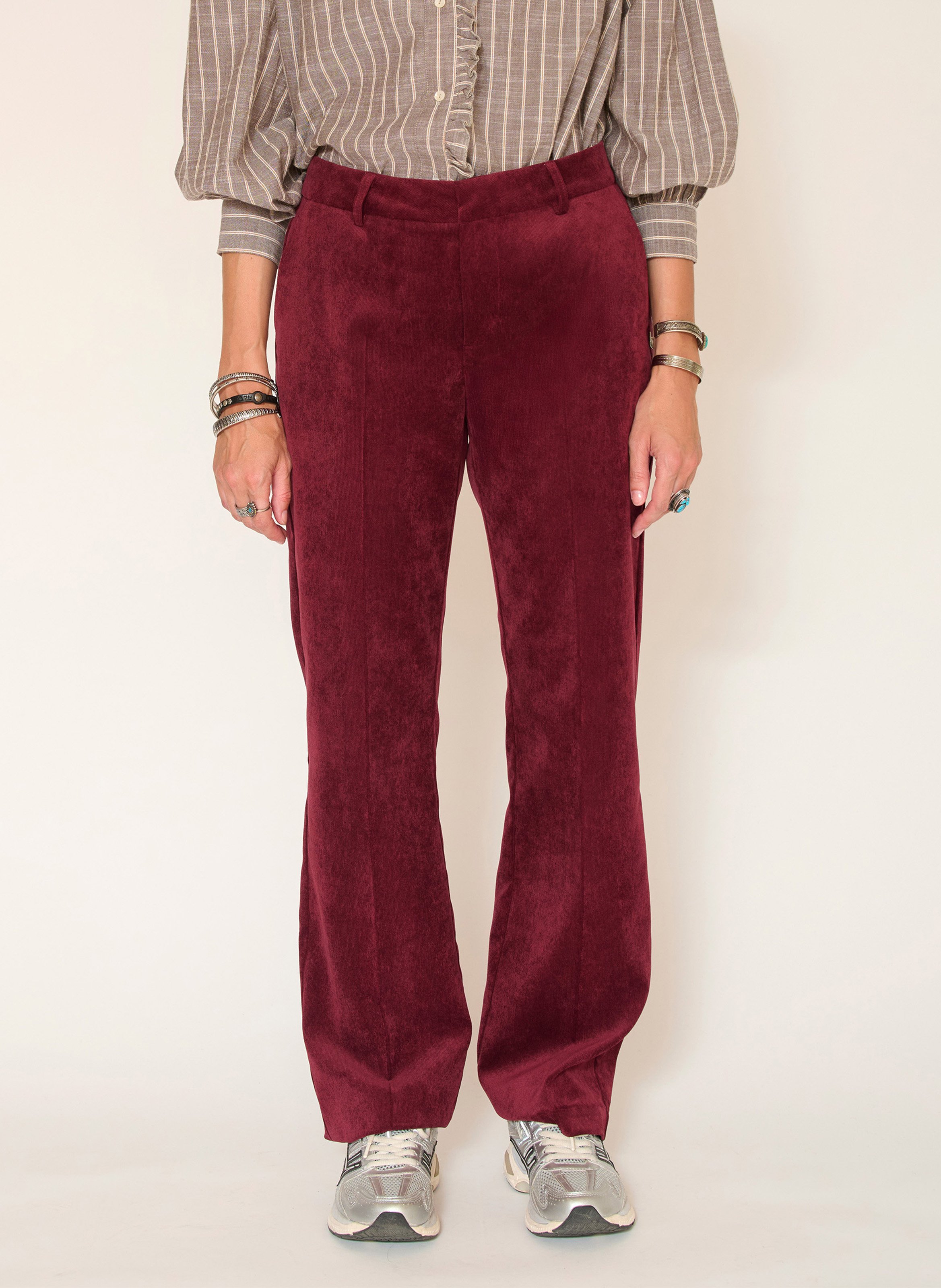 Pantalon droit en velours côtelé MKT Rouge