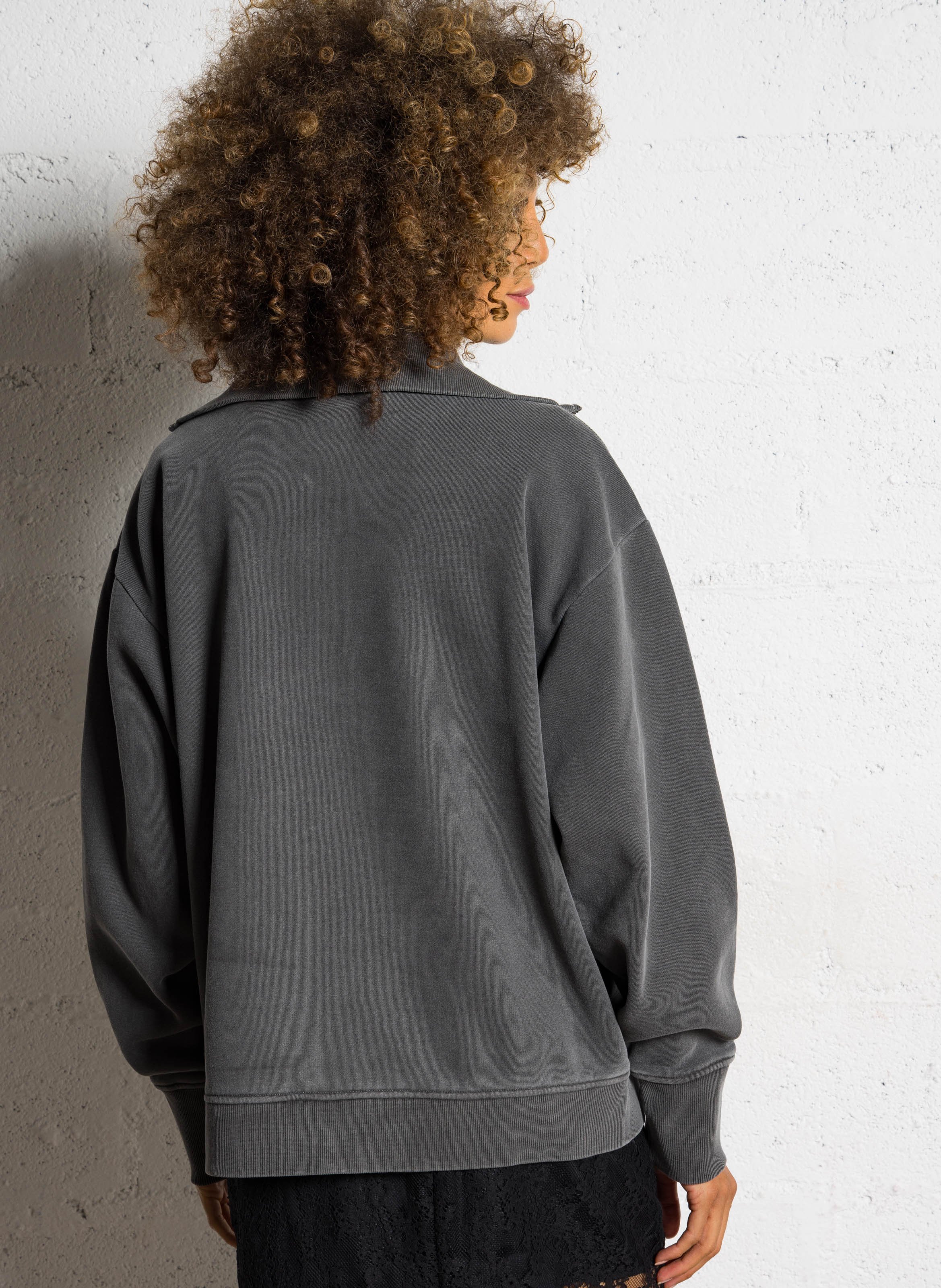 Oversized cotton sweatshirt with high neck NEWTONE Grey