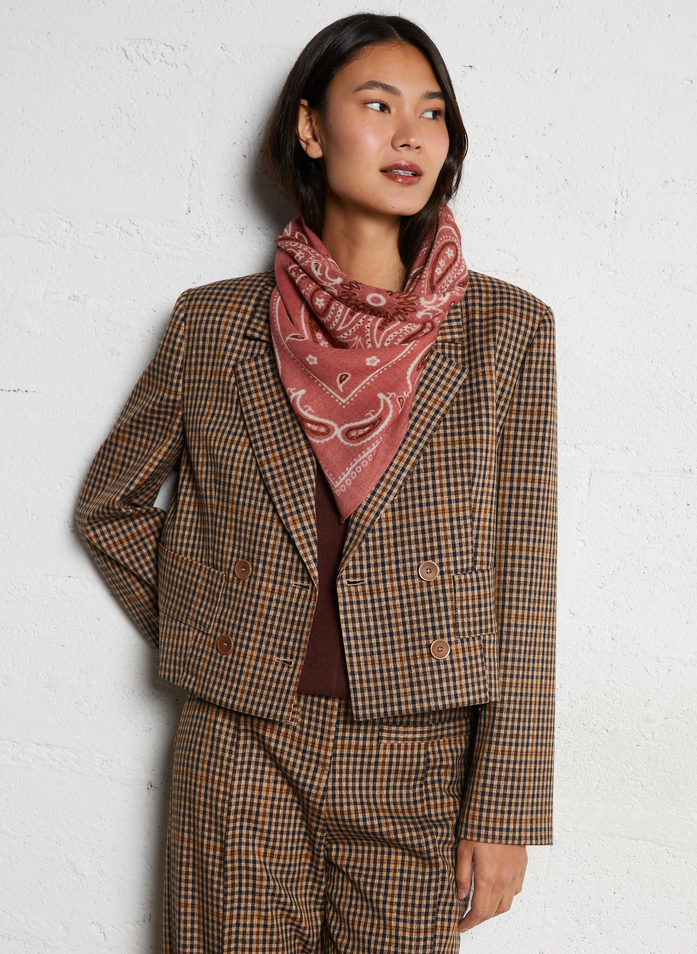 Veste oversize col tailleur à carreaux IMPERIAL Marron