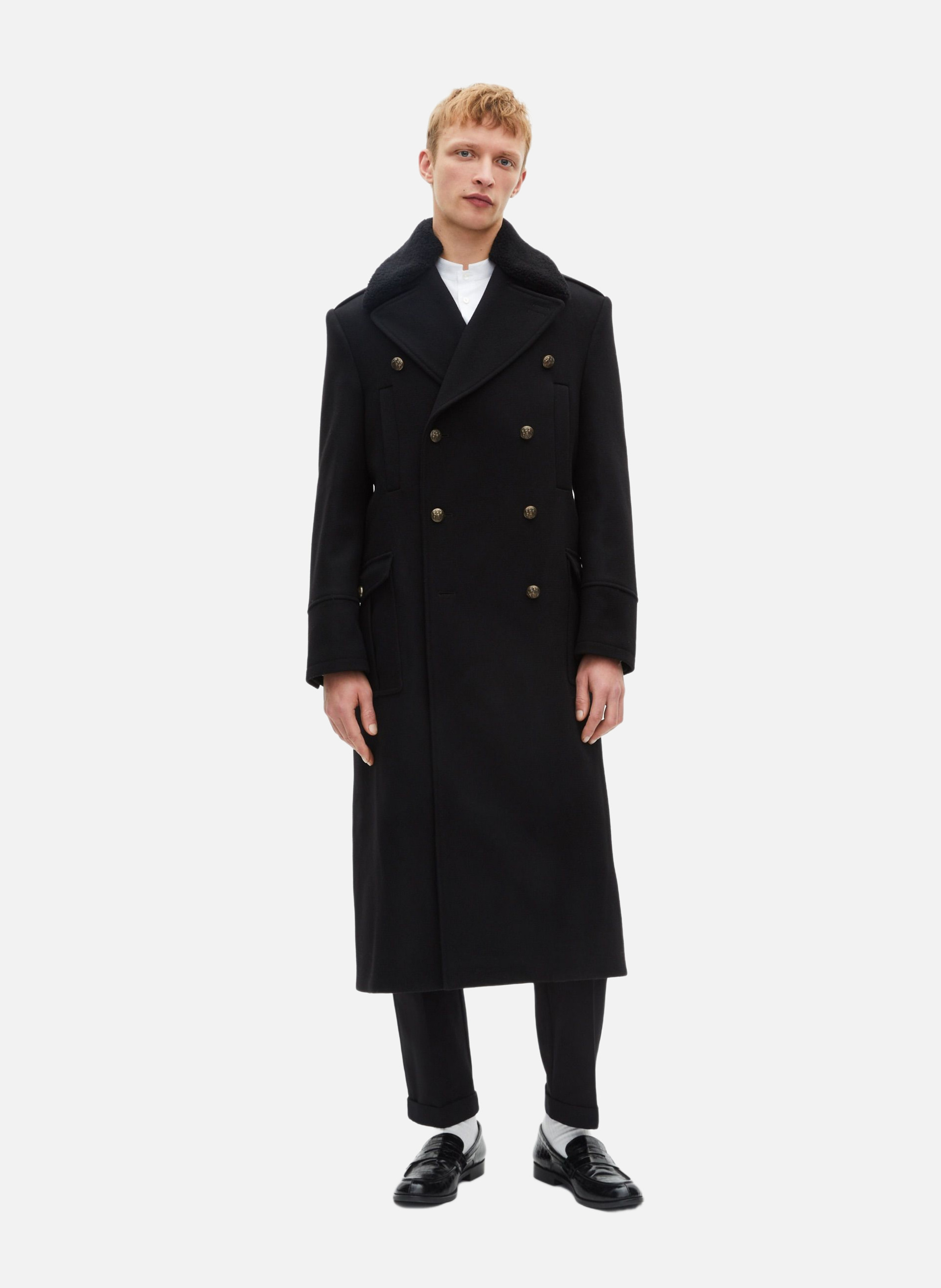 Long coat with sherpa collar THE KOOPLES Black
