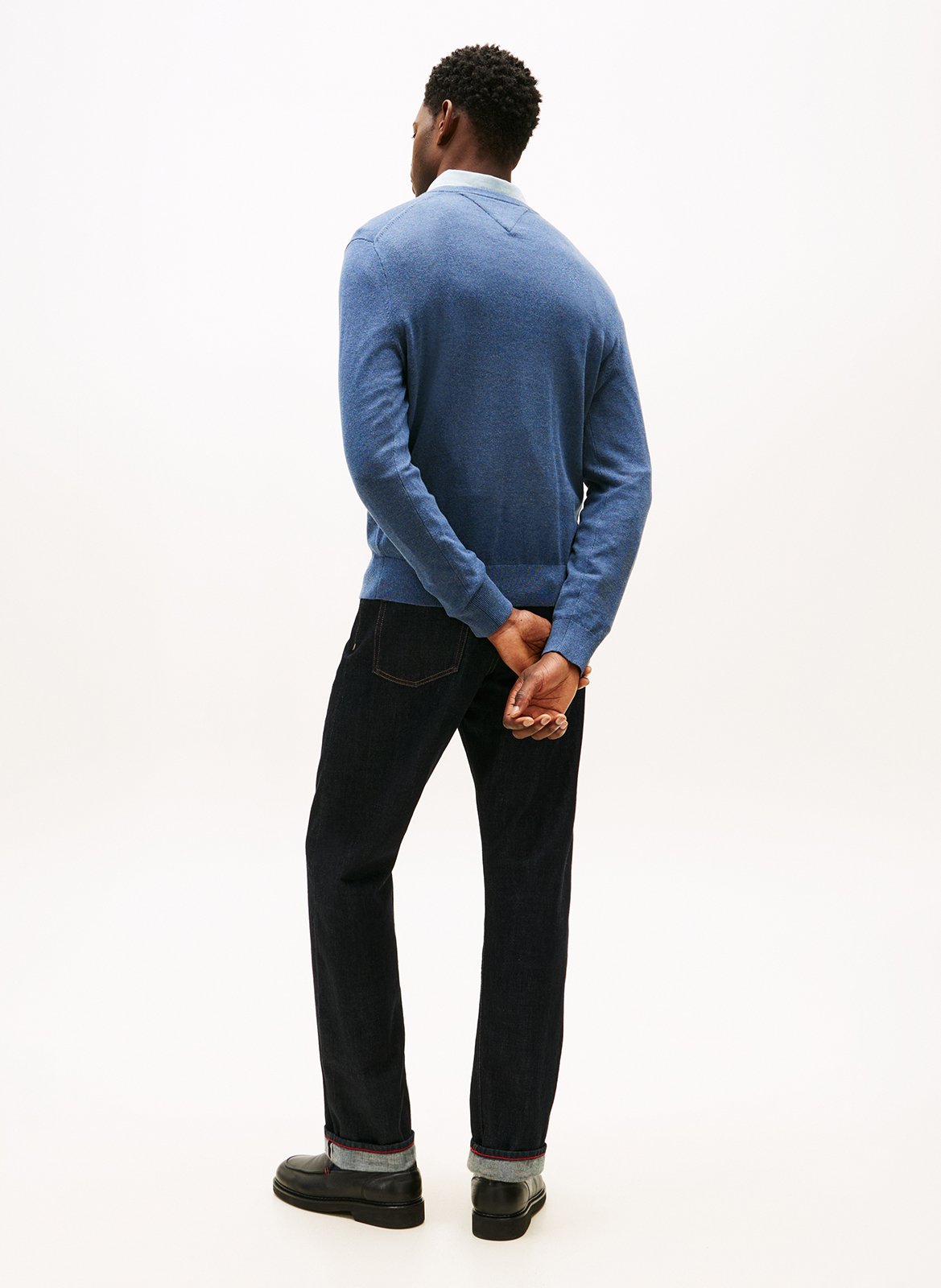 Straight V-neck cotton sweater TOMMY HILFIGER Blue