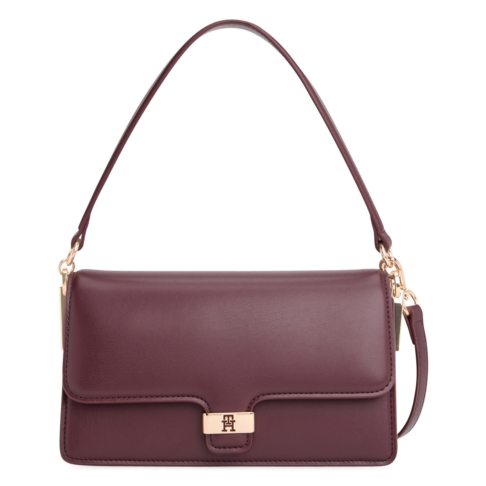 Sac porté épaule à rabat uni TOMMY HILFIGER Rouge