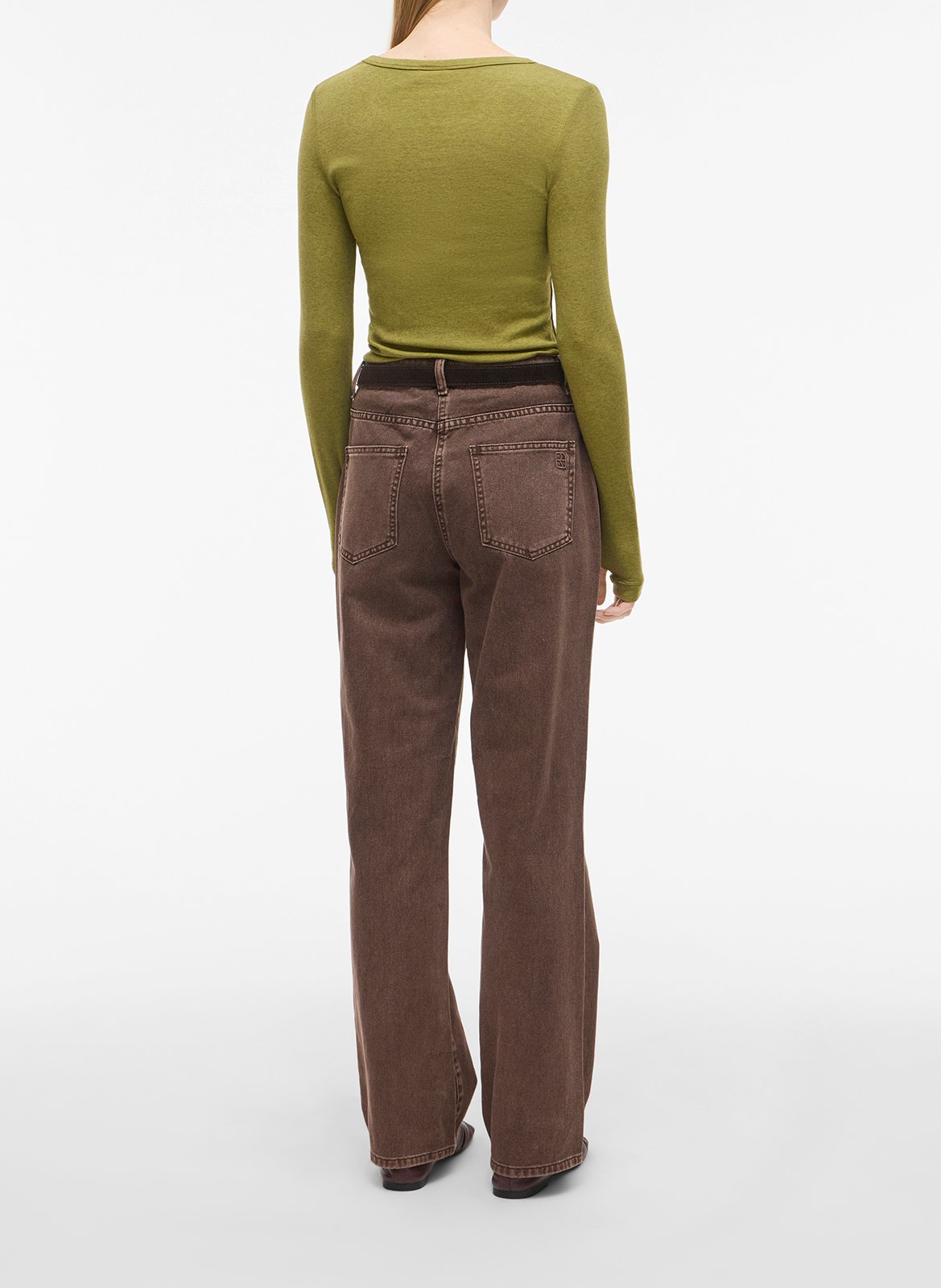 Jean droit en coton et coton recyclé ROUGE EDIT Marron