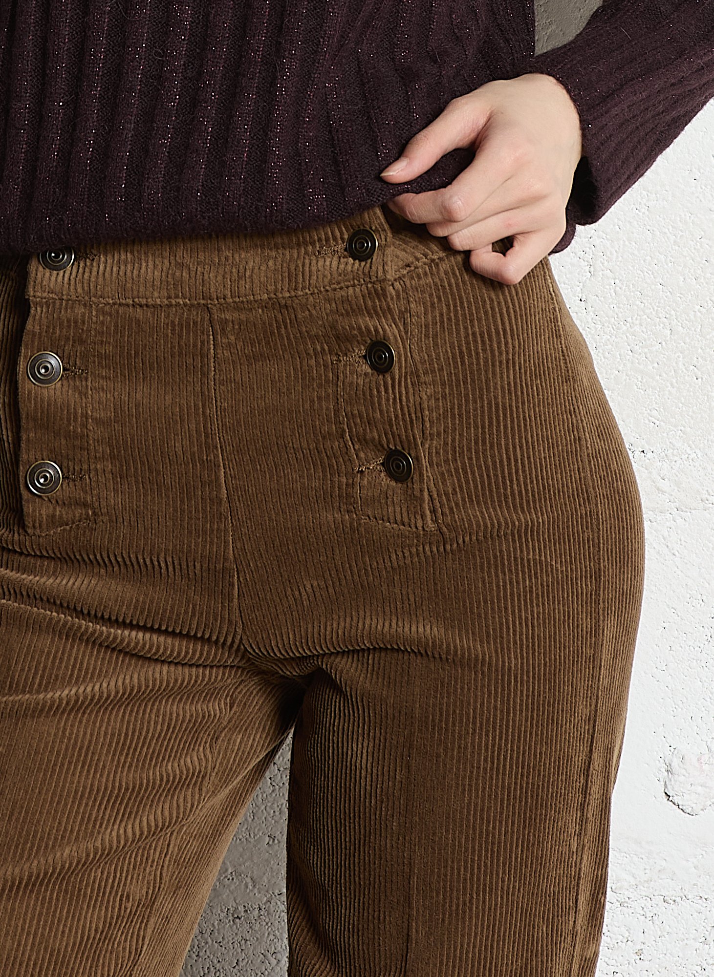 Broek met rechte pijpen van velours MAISON 123 Groen