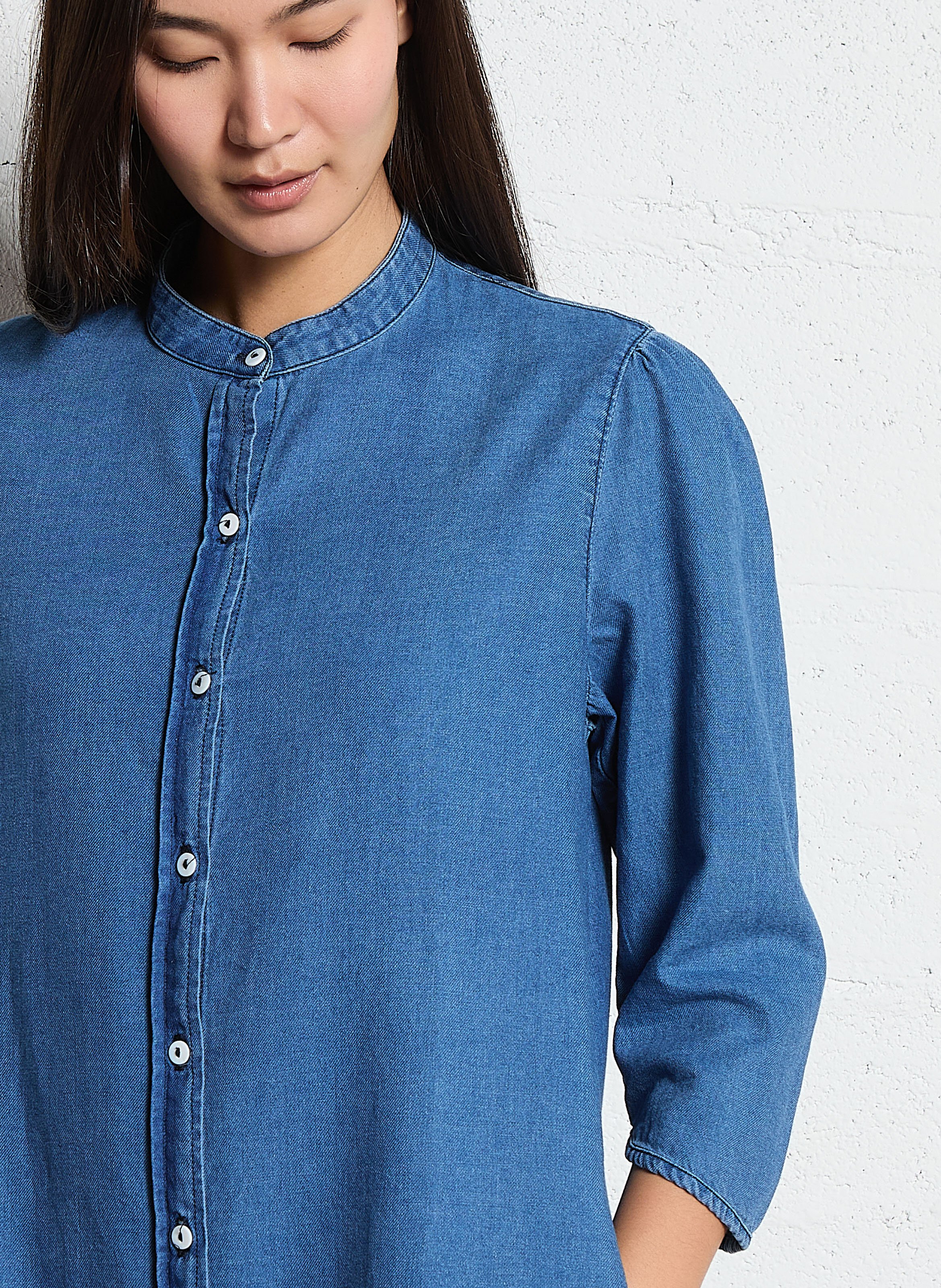 Midi round neck cotton dress ACQUAVERDE Blue