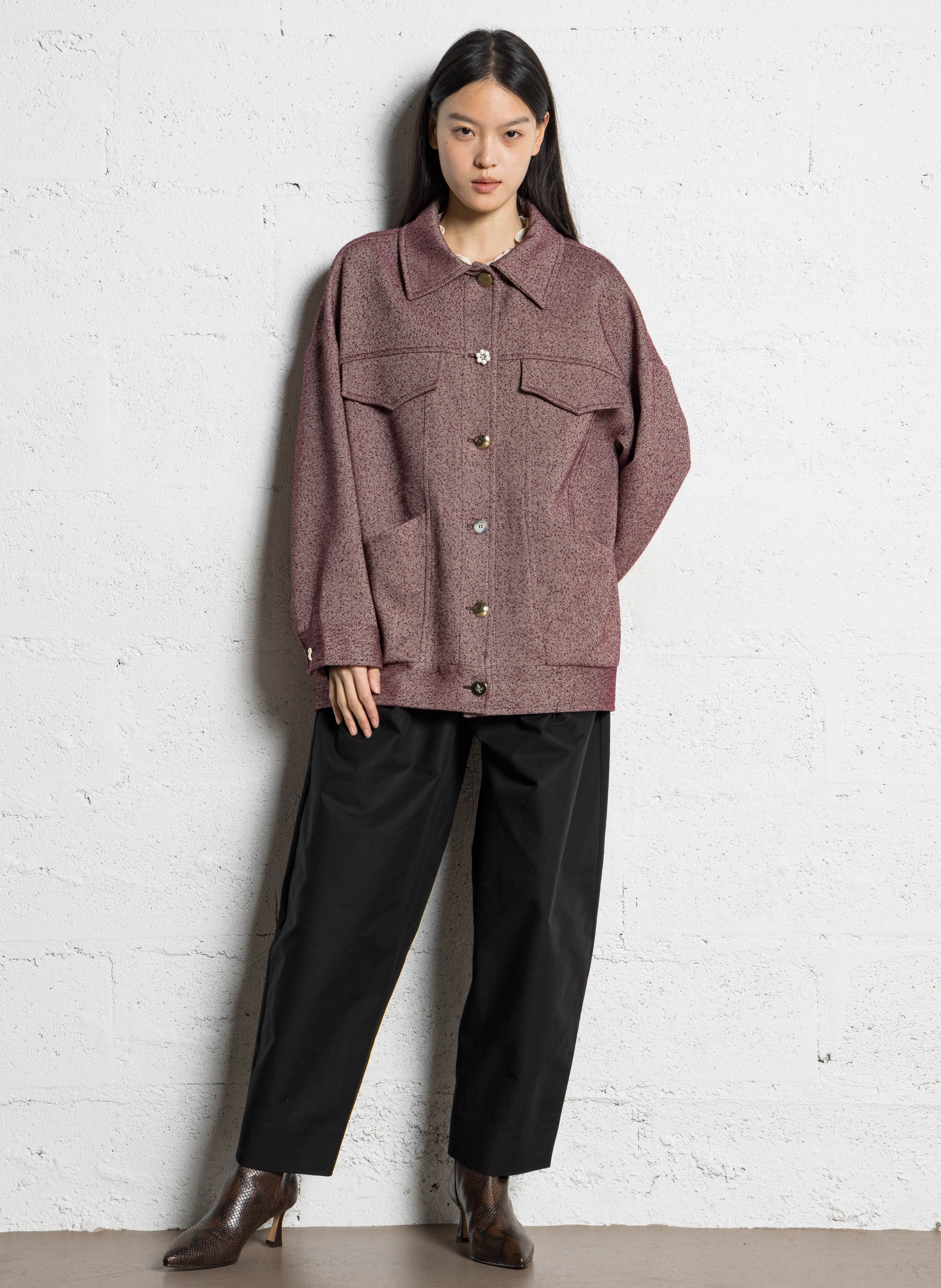 Oversized jacket with jewel buttons IMPERIAL Red