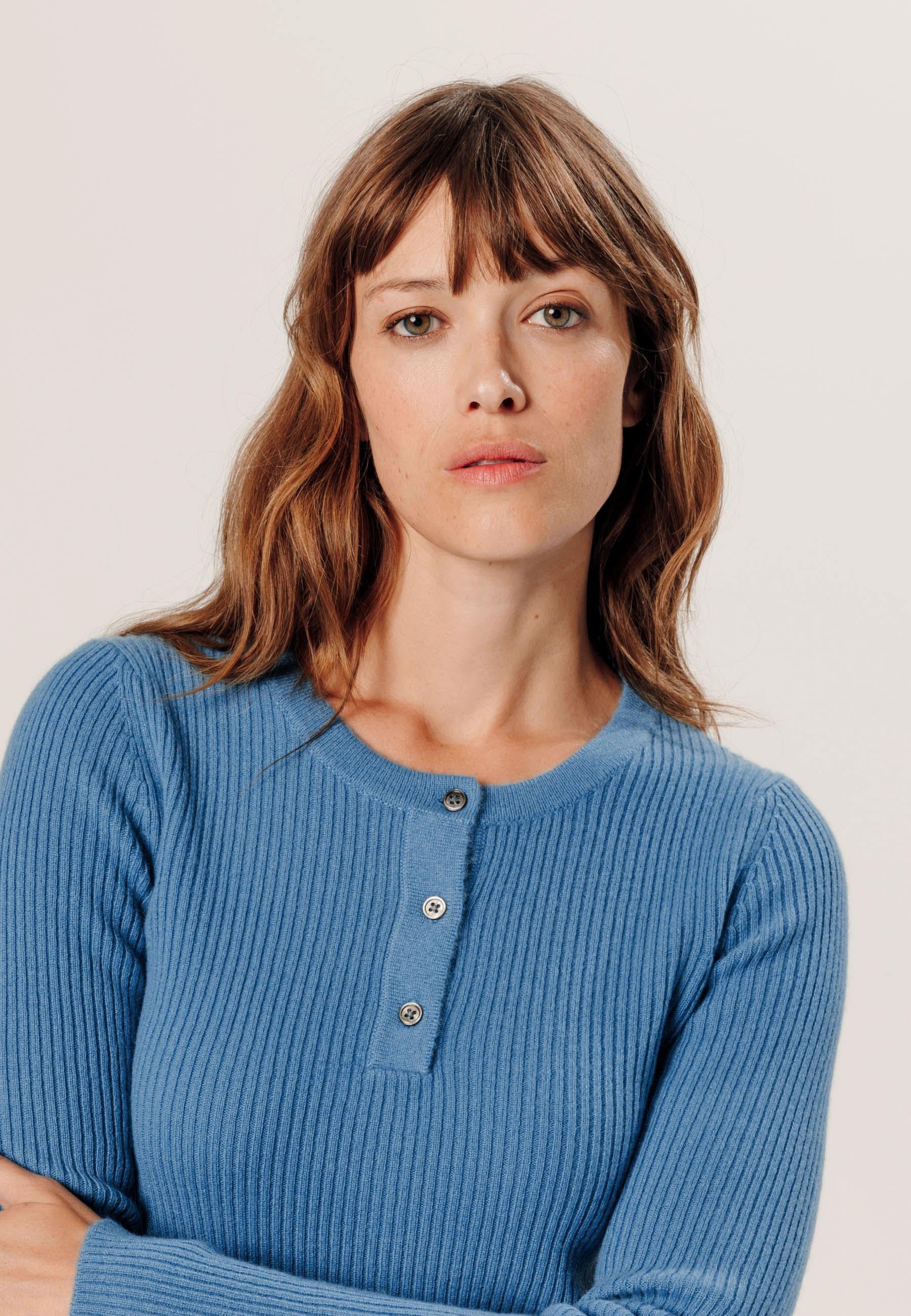 Cashmere Tunisian collar sweater RODIER Blue