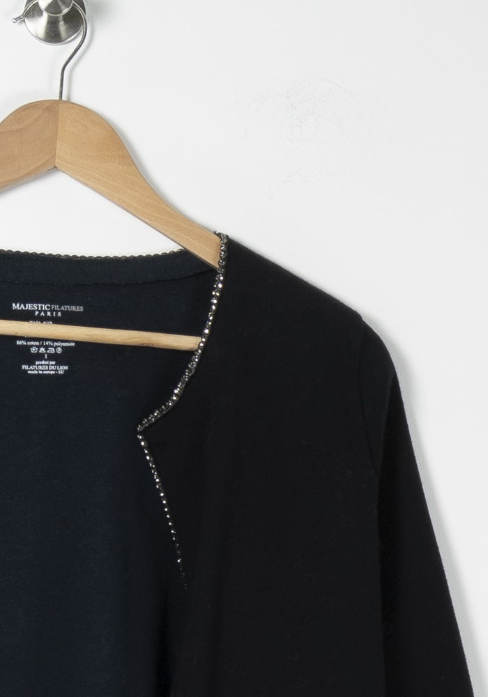 Cardigan MAJESTIC FILATURES - SECONDE MAIN Black