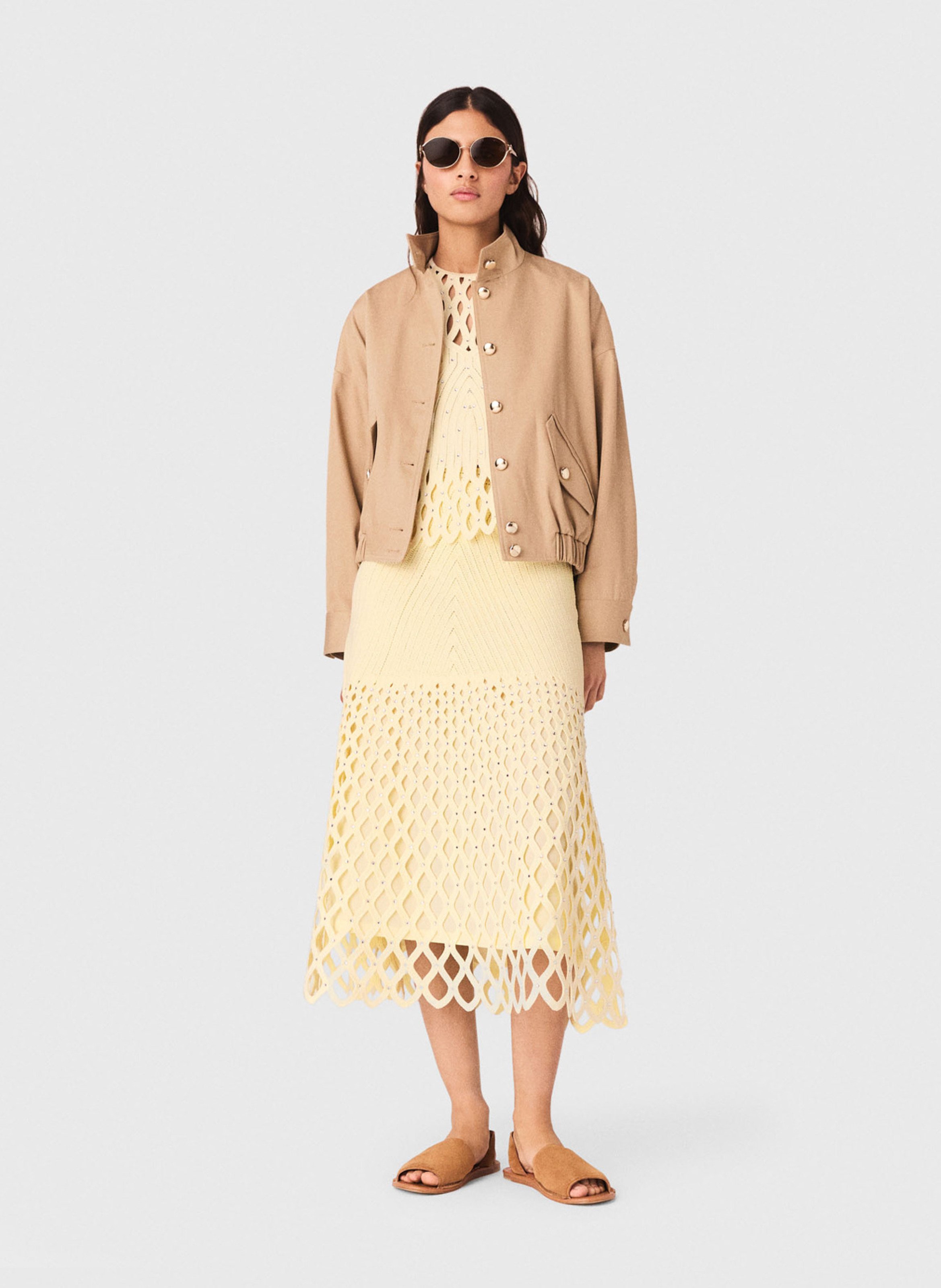 Halflange, opengewerkte rok MAJE Geel